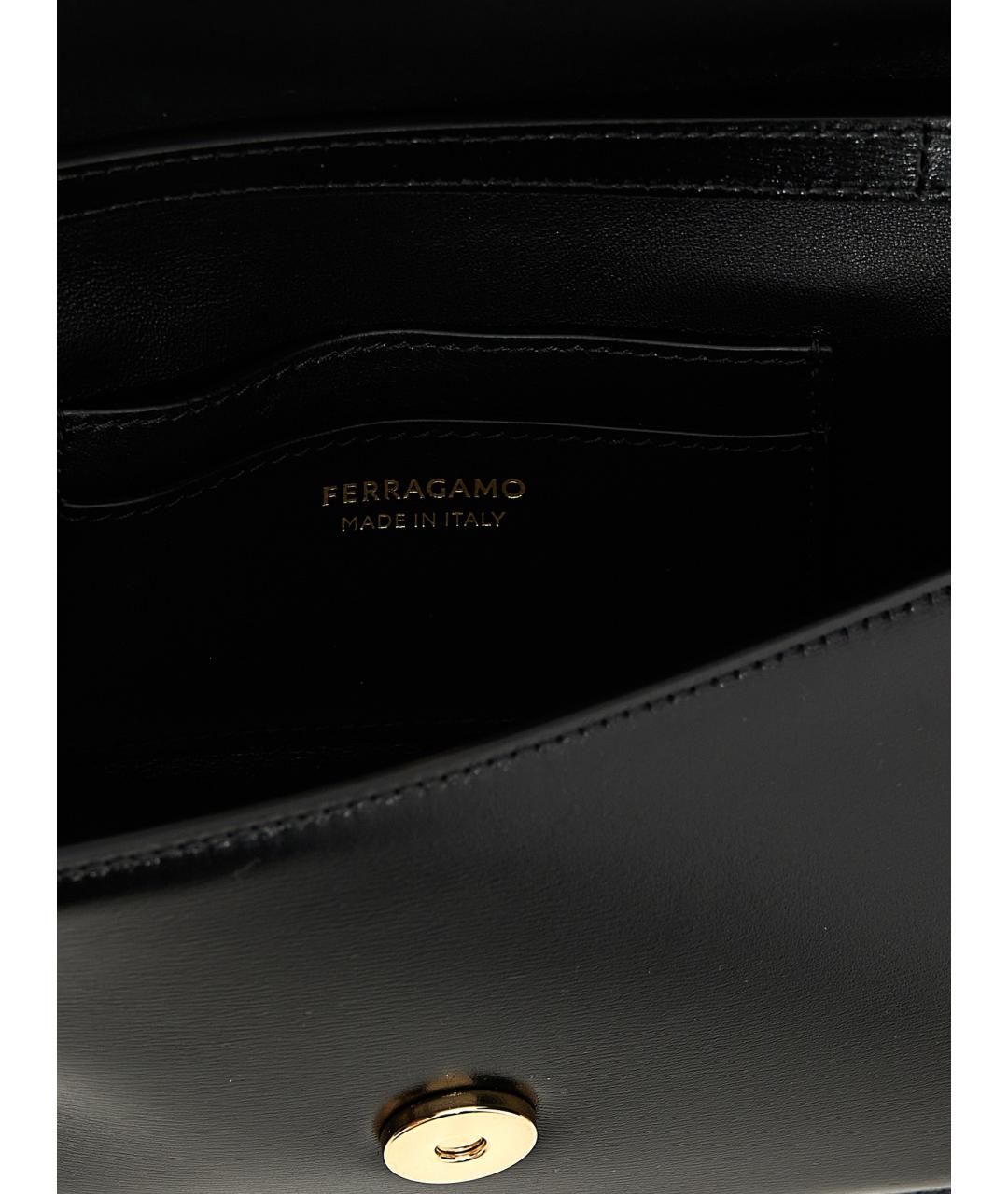 FERRAGAMO Черная кожаная сумка через плечо, фото 4