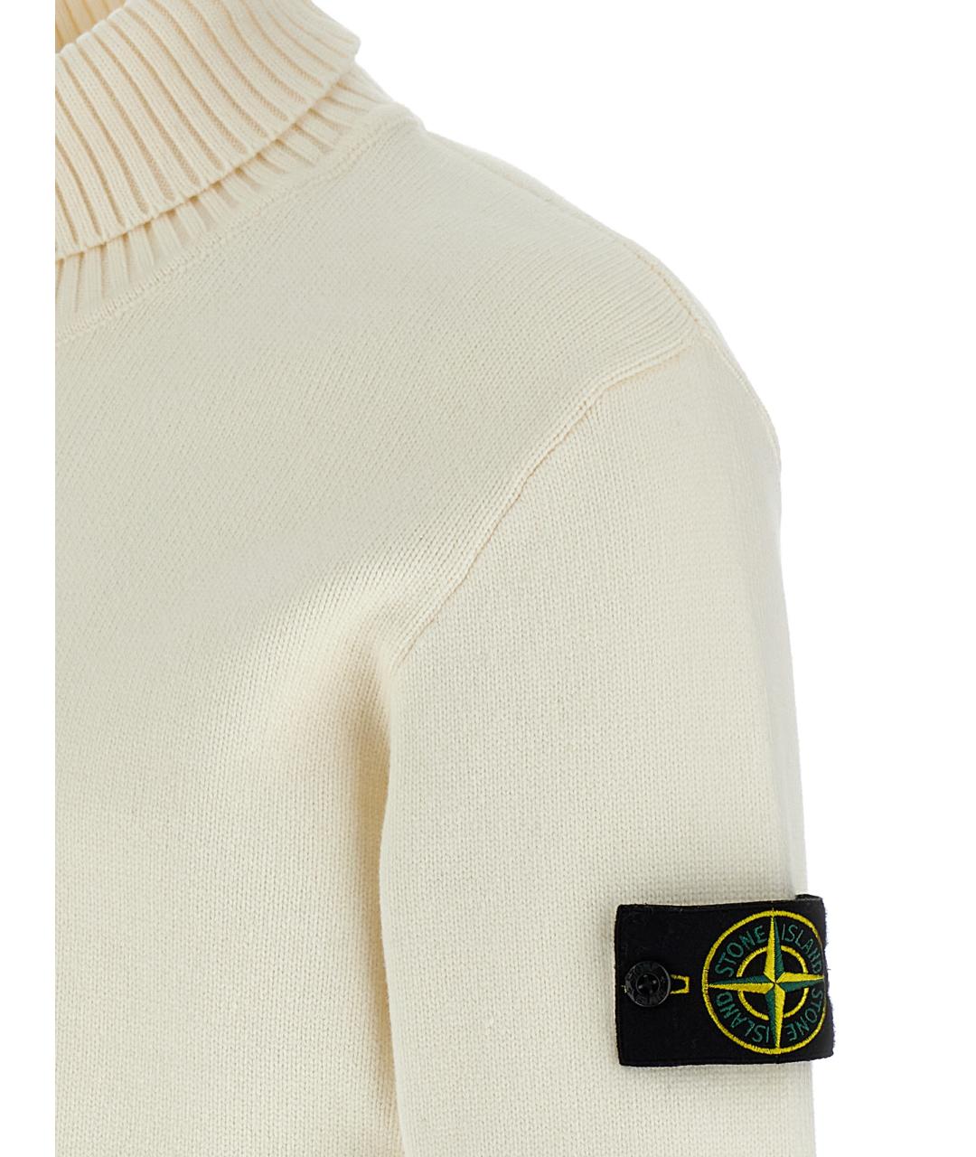 STONE ISLAND Белый хлопковый джемпер / свитер, фото 4