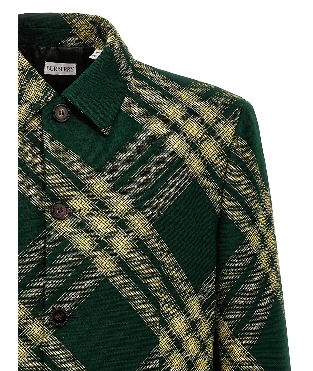 BURBERRY Зеленая шерстяная рубашка, фото 3