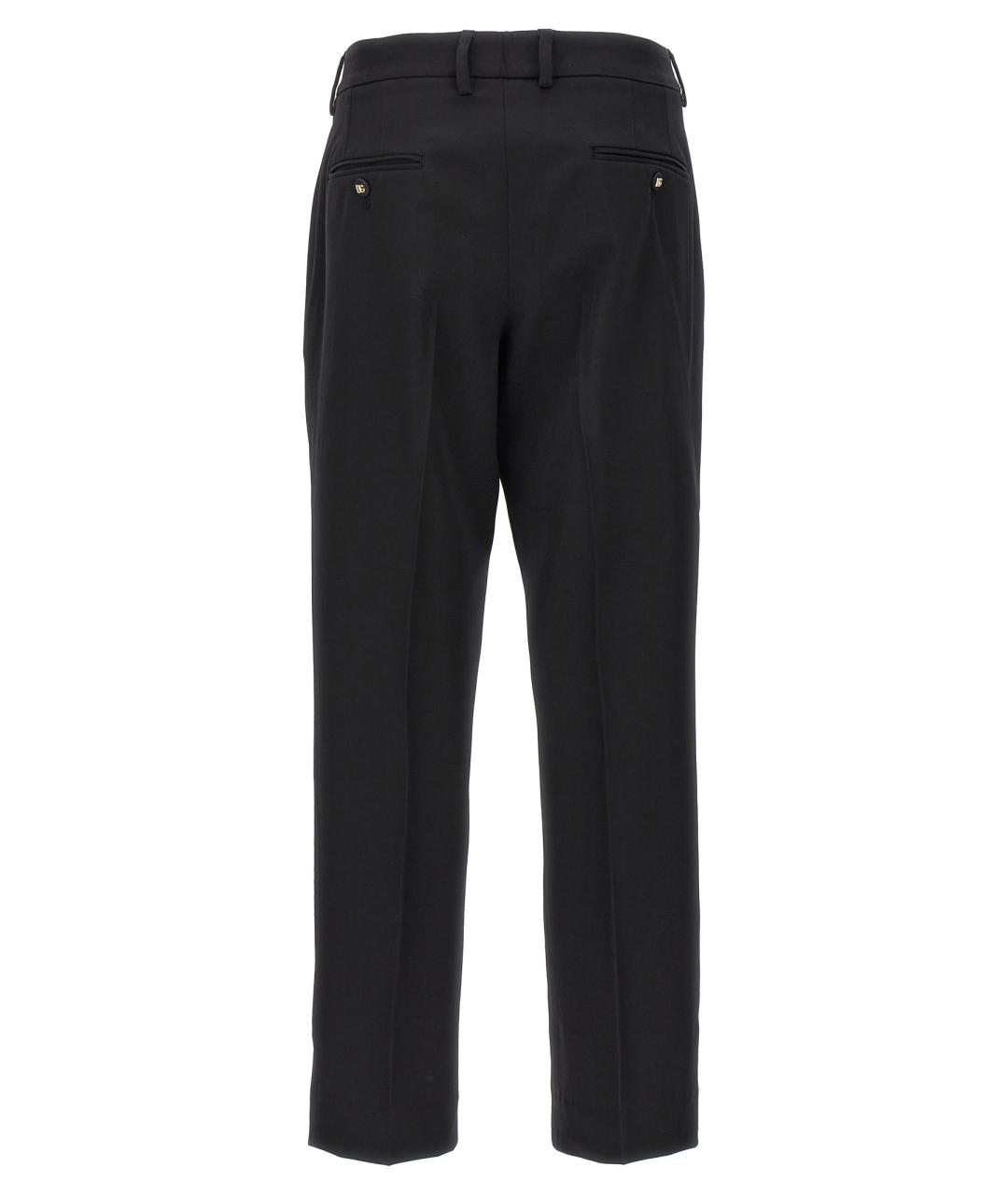 DOLCE&GABBANA Черные шерстяные прямые брюки, фото 2