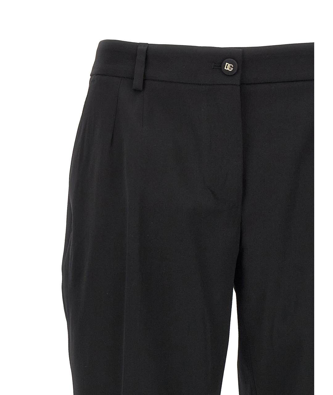 DOLCE&GABBANA Черные шерстяные прямые брюки, фото 3