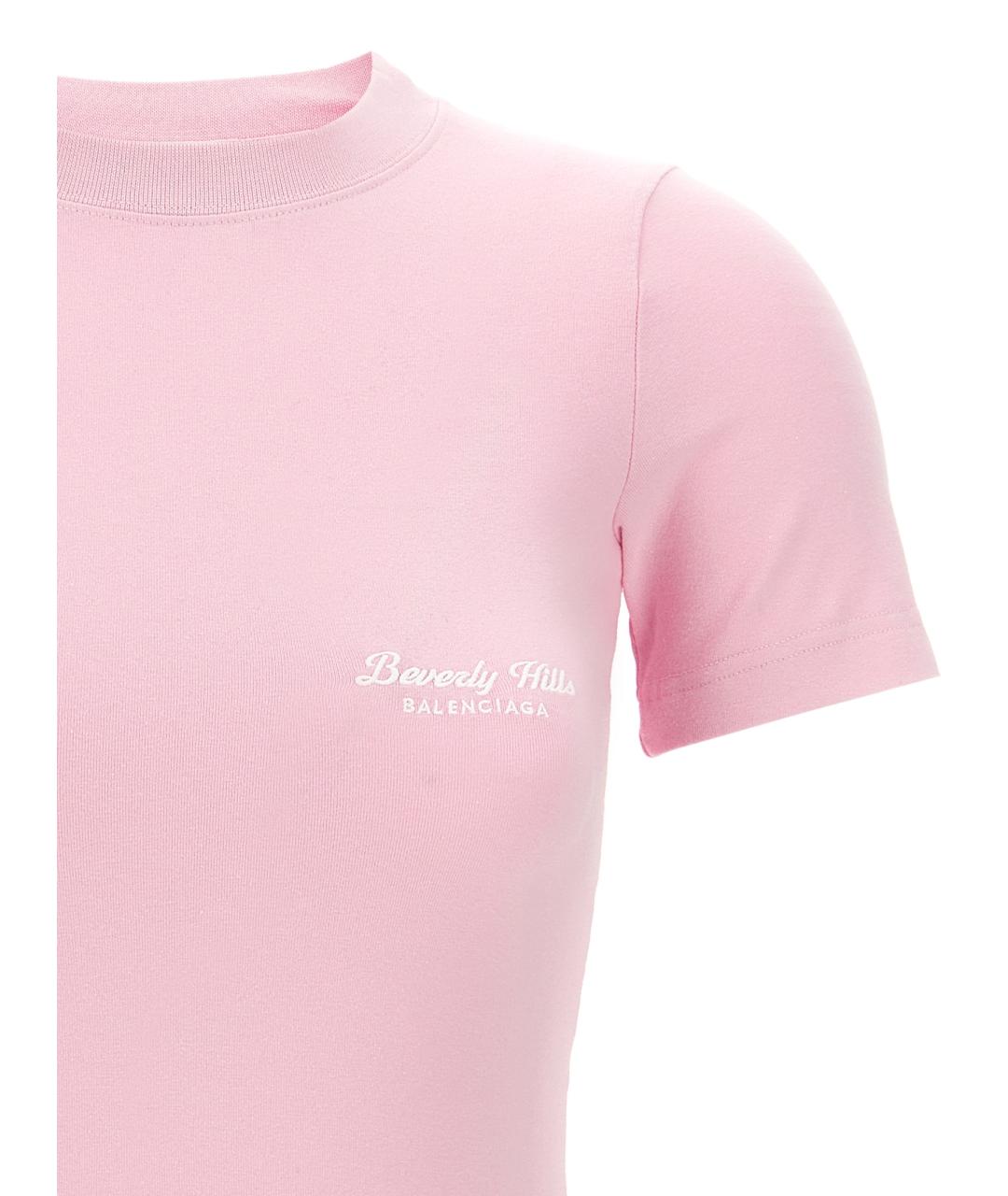 BALENCIAGA Розовая хлопковая футболка, фото 3