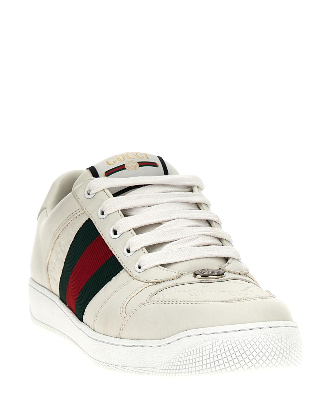 GUCCI Белые кожаные низкие кроссовки / кеды, фото 2