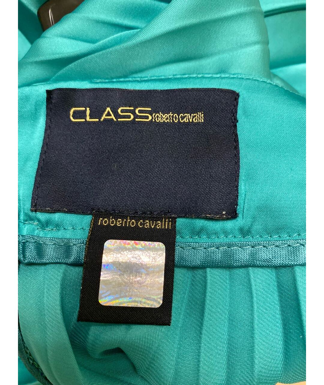 CAVALLI CLASS Бирюзовая полиэстеровая юбка макси, фото 4