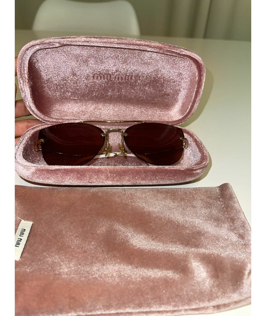 MIU MIU Розовые пластиковые солнцезащитные очки, фото 5