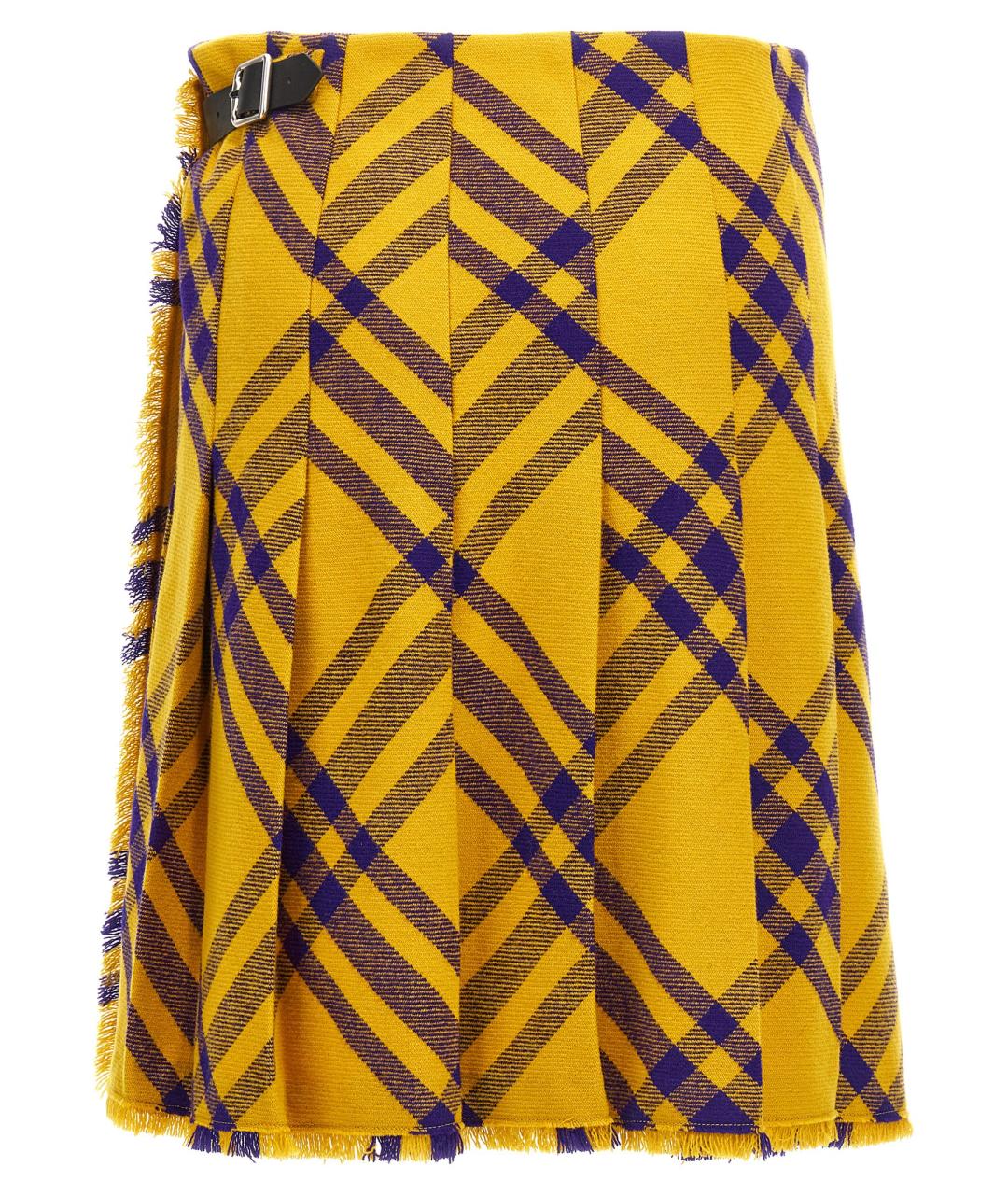 BURBERRY Желтая шерстяная юбка миди, фото 2
