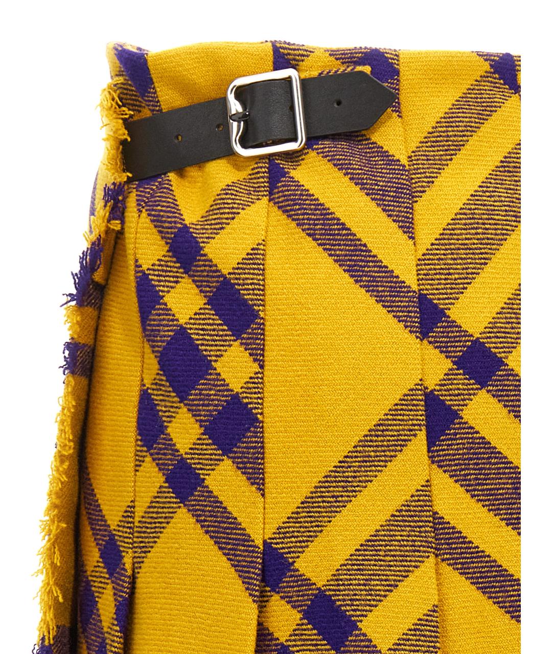 BURBERRY Желтая шерстяная юбка миди, фото 4