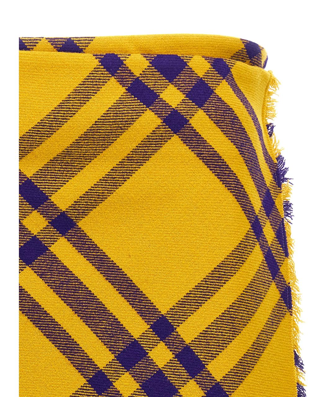 BURBERRY Желтая шерстяная юбка миди, фото 3