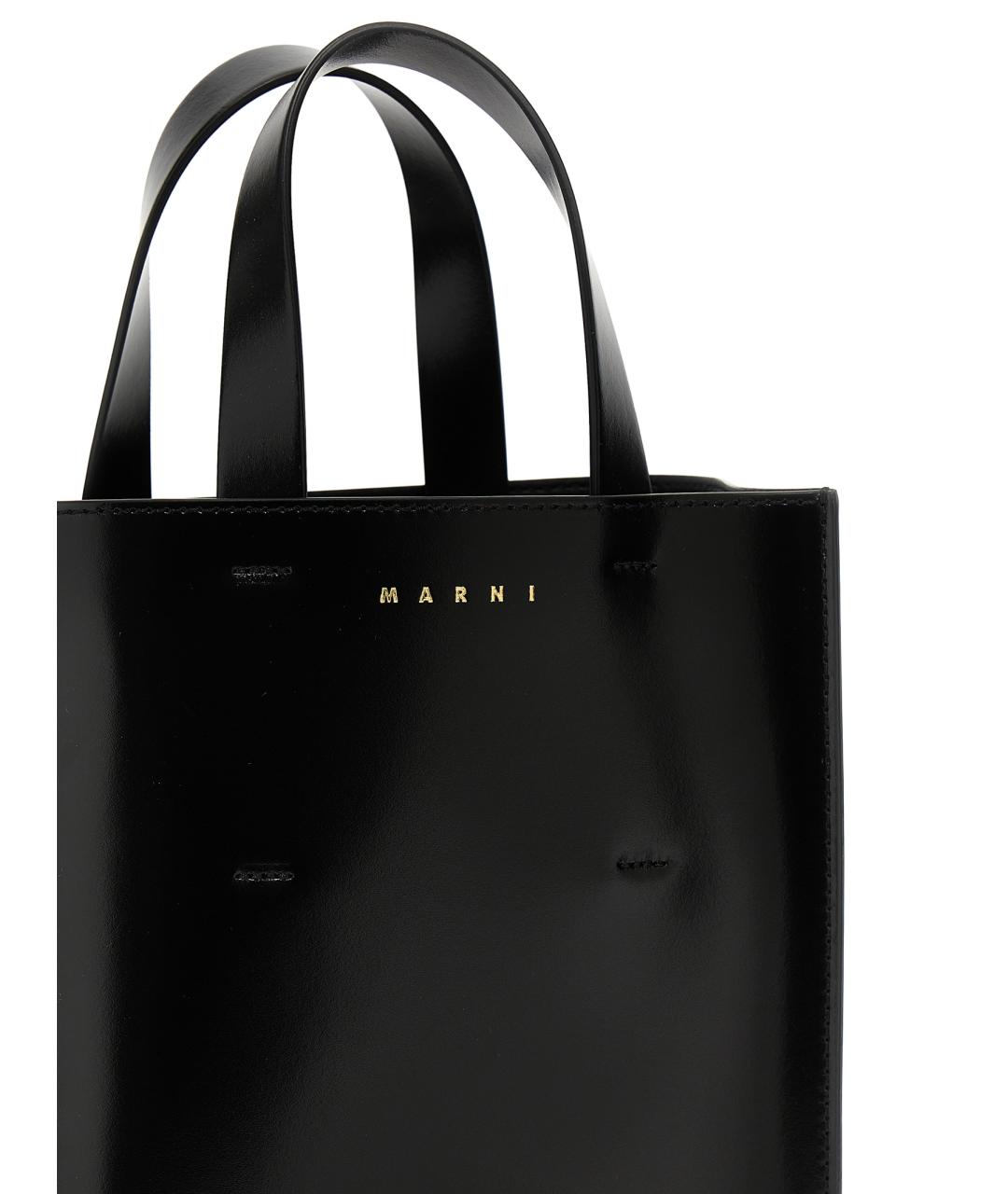 MARNI Черная кожаная сумка тоут, фото 3