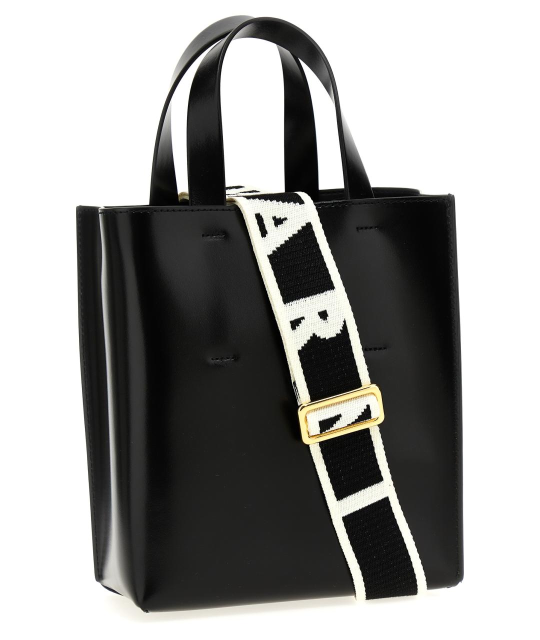 MARNI Черная кожаная сумка тоут, фото 2