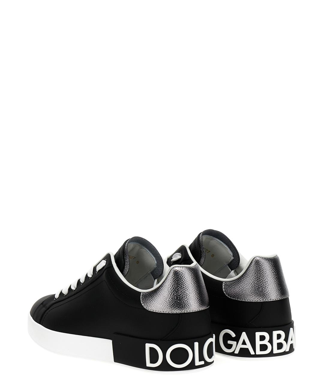 DOLCE&GABBANA Черные кожаные низкие кроссовки / кеды, фото 2