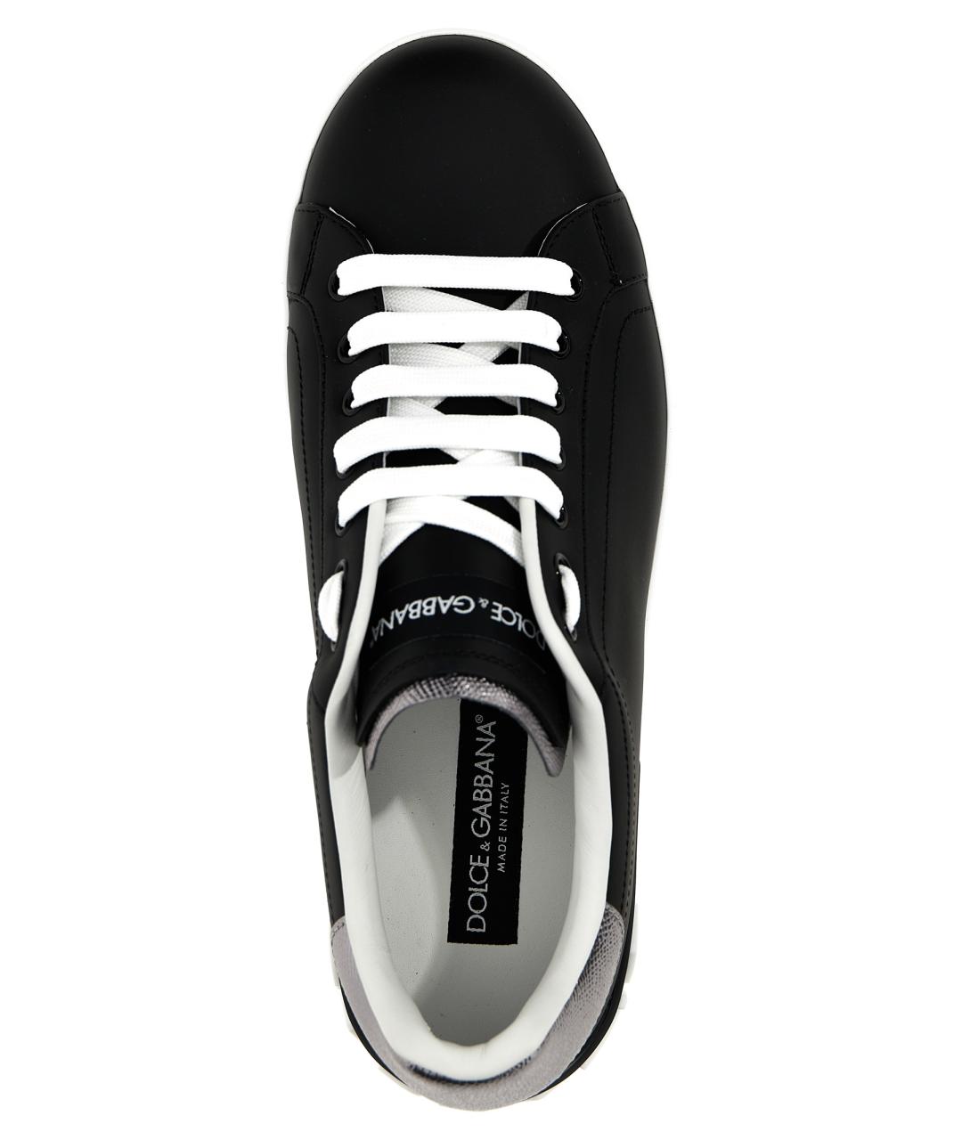 DOLCE&GABBANA Черные кожаные низкие кроссовки / кеды, фото 4
