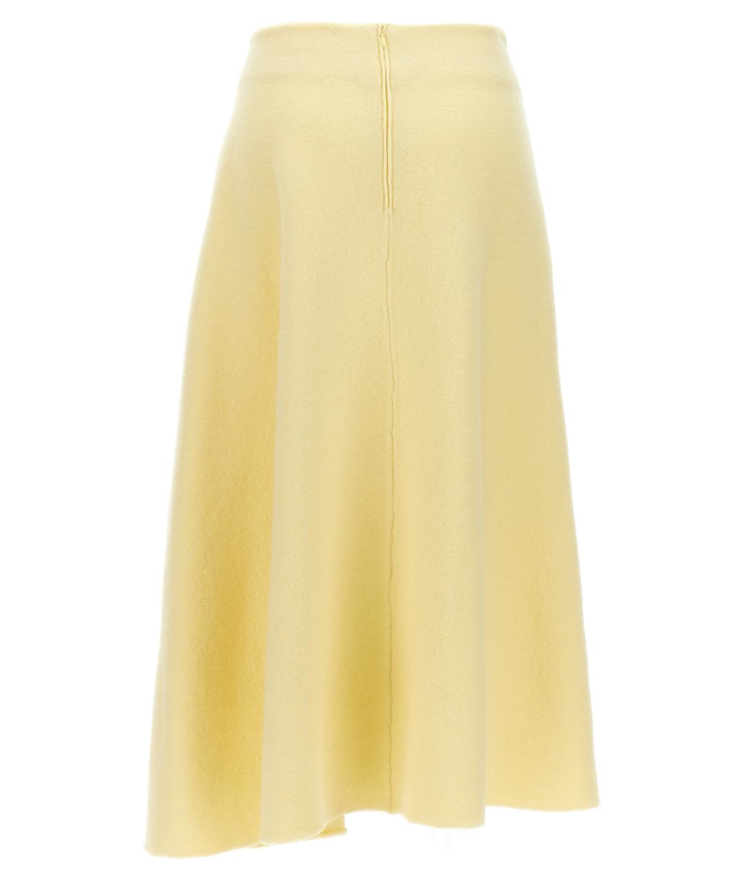JIL SANDER Желтая шерстяная юбка миди, фото 2