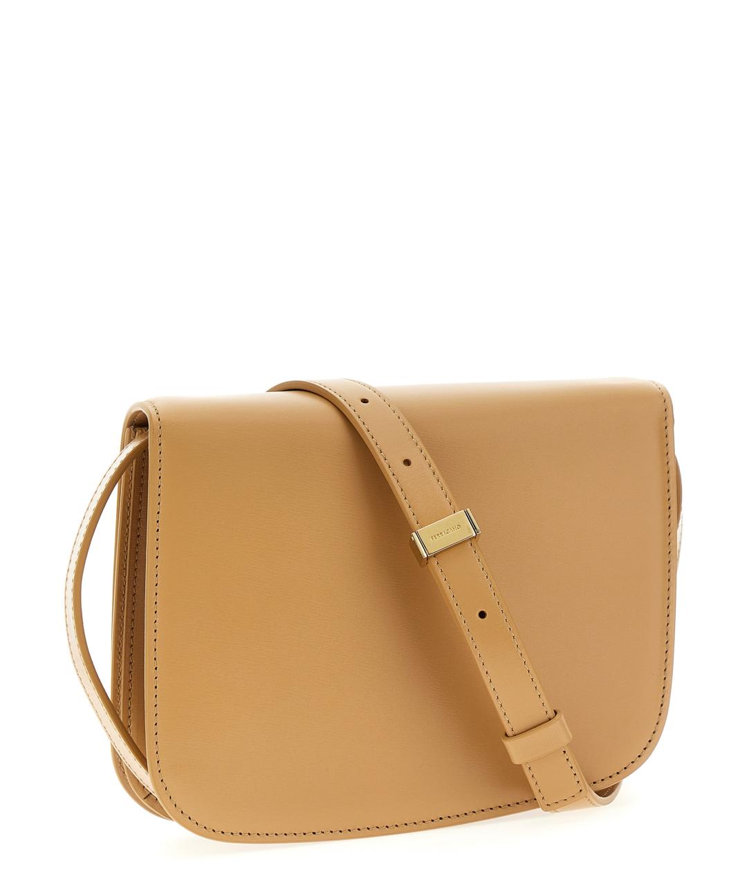 FERRAGAMO Бежевая кожаная сумка через плечо, фото 2