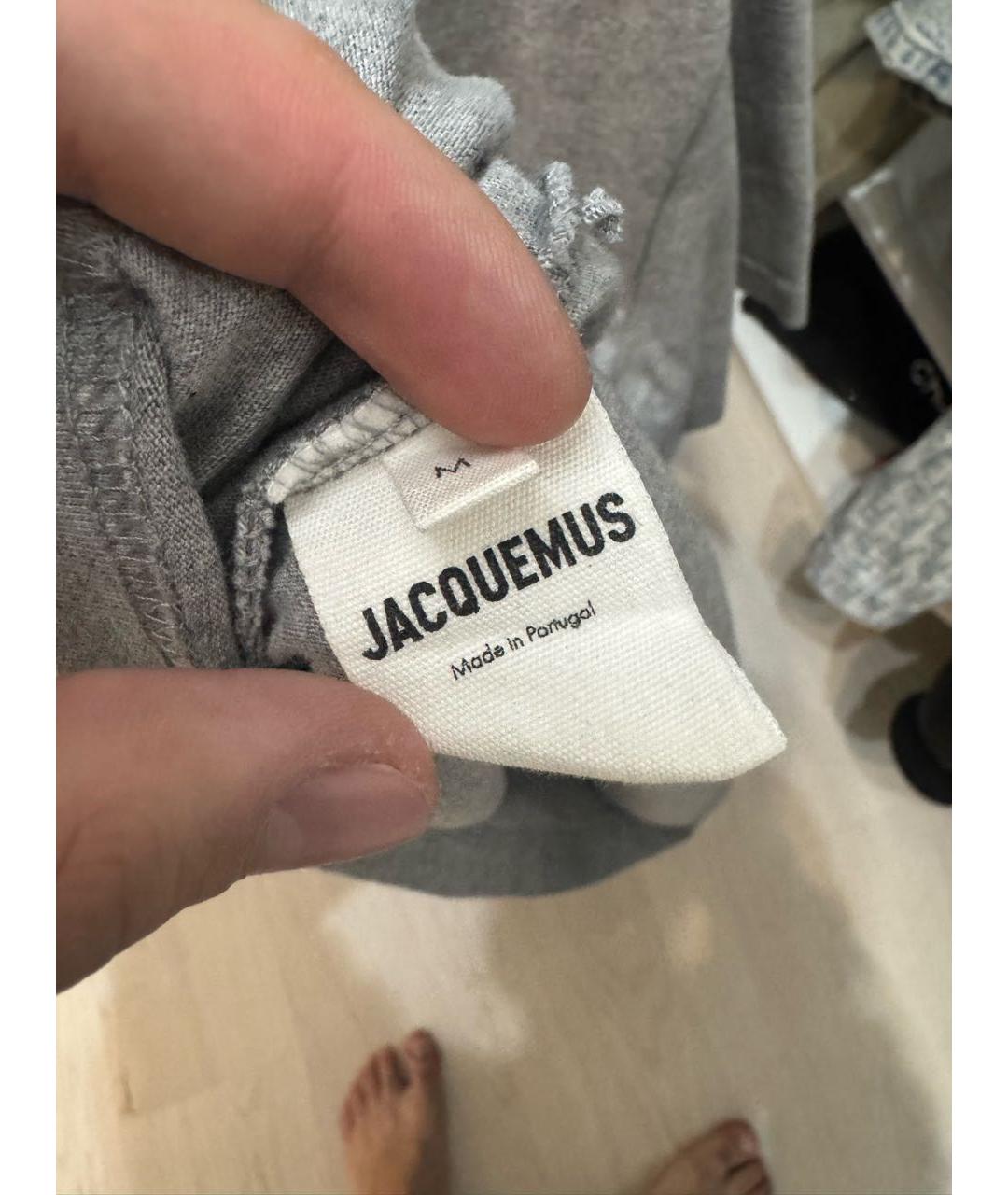 JACQUEMUS Серая хлопковая футболка, фото 8