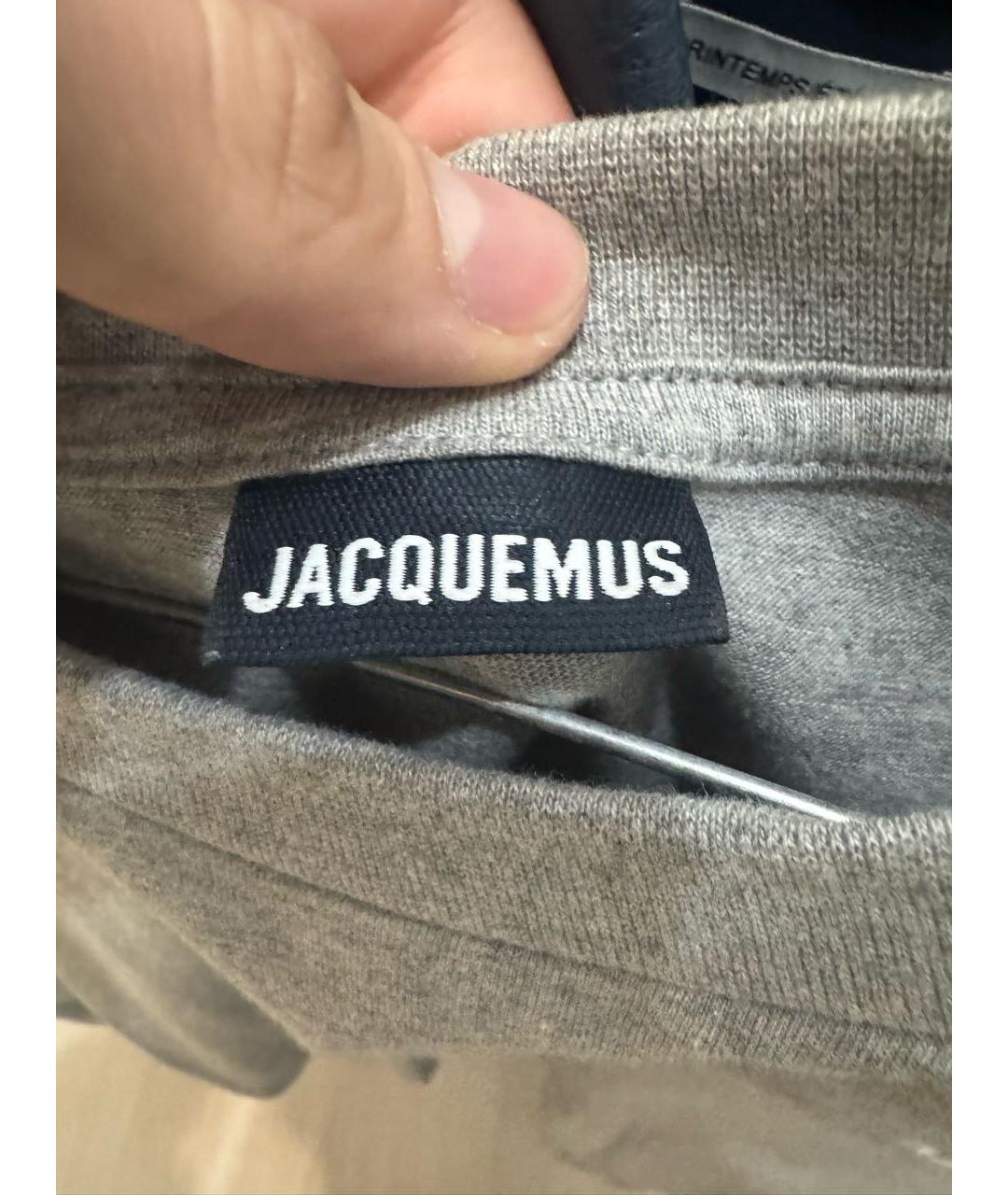 JACQUEMUS Серая хлопковая футболка, фото 5