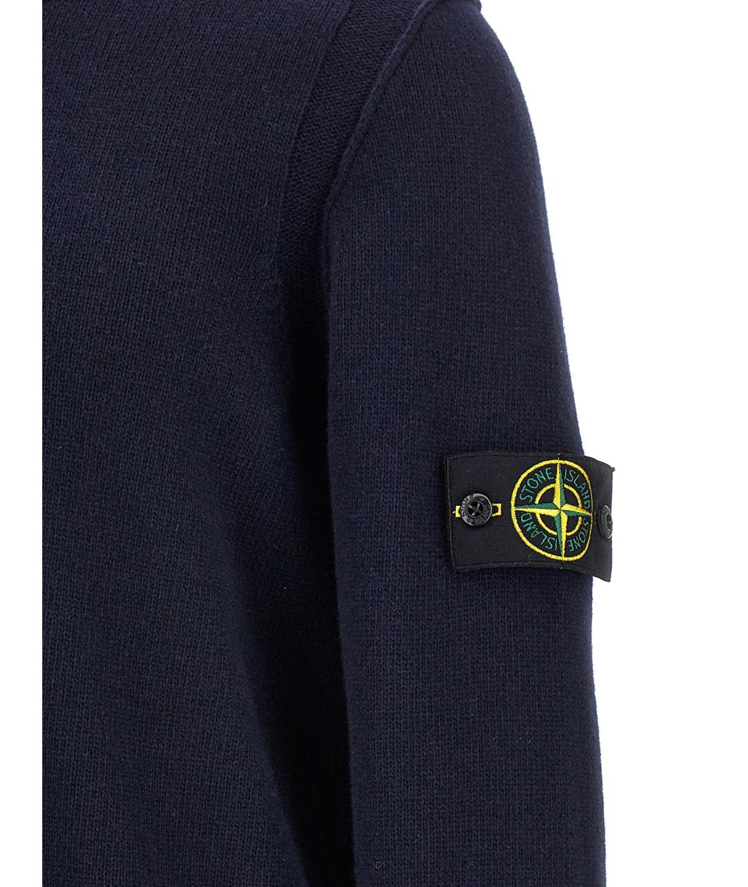 STONE ISLAND Темно-синий шерстяной джемпер / свитер, фото 4