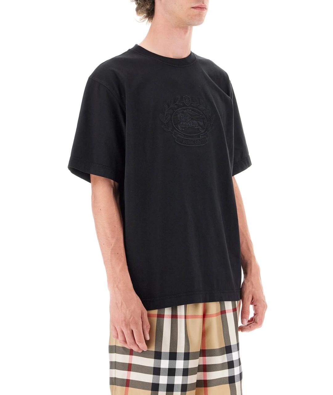 BURBERRY Черная хлопковая футболка, фото 5