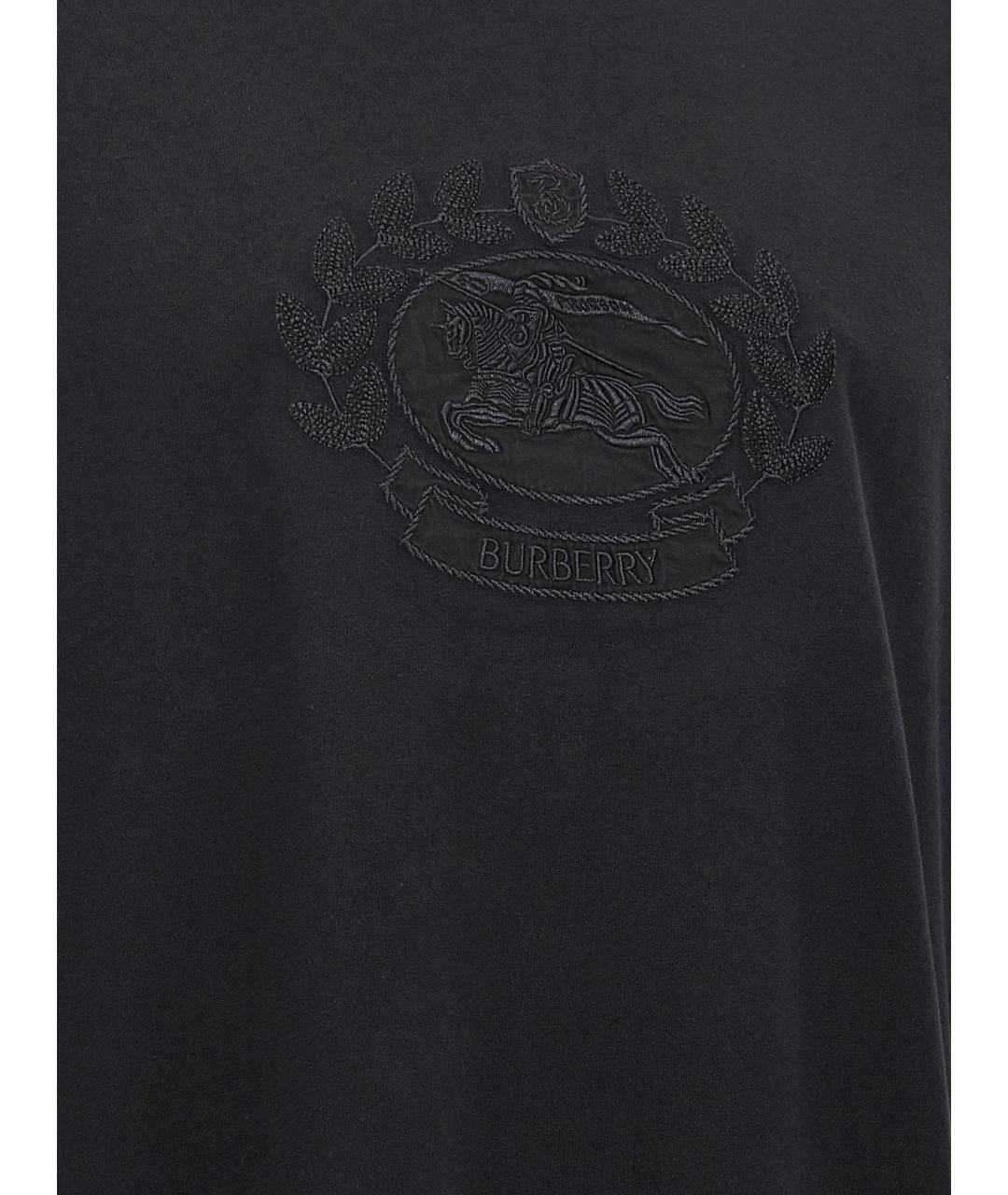 BURBERRY Черная хлопковая футболка, фото 4