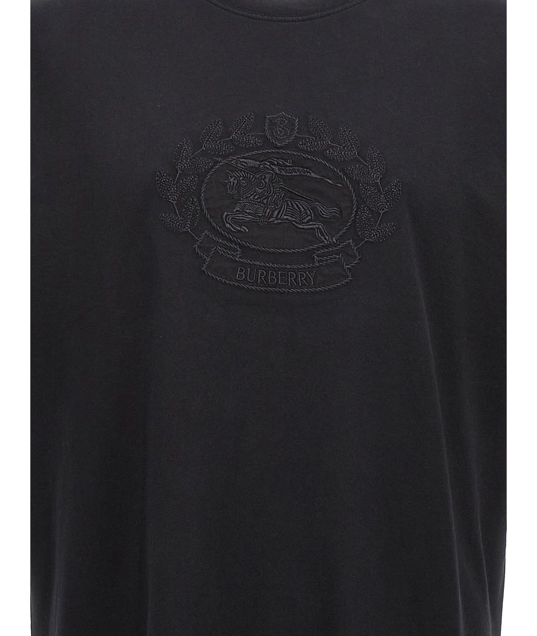 BURBERRY Черная хлопковая футболка, фото 3