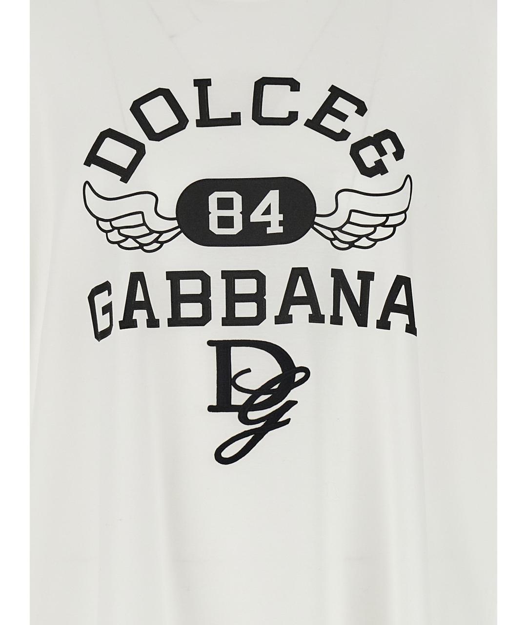 DOLCE&GABBANA Белая хлопковая футболка, фото 4