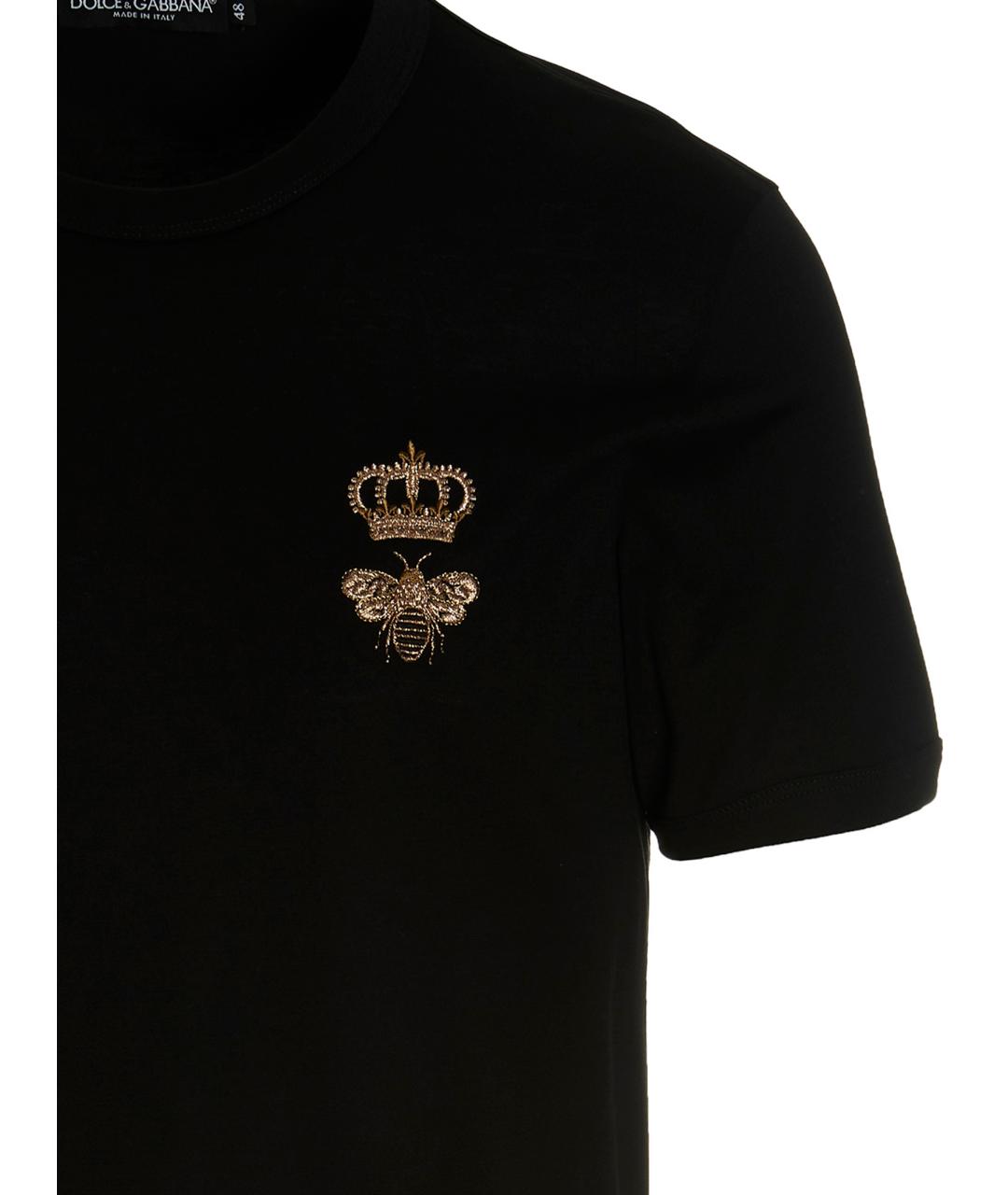DOLCE&GABBANA Черная хлопковая футболка, фото 3