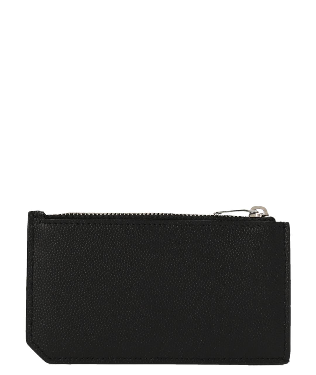SAINT LAURENT Черный кожаный кардхолдер, фото 2