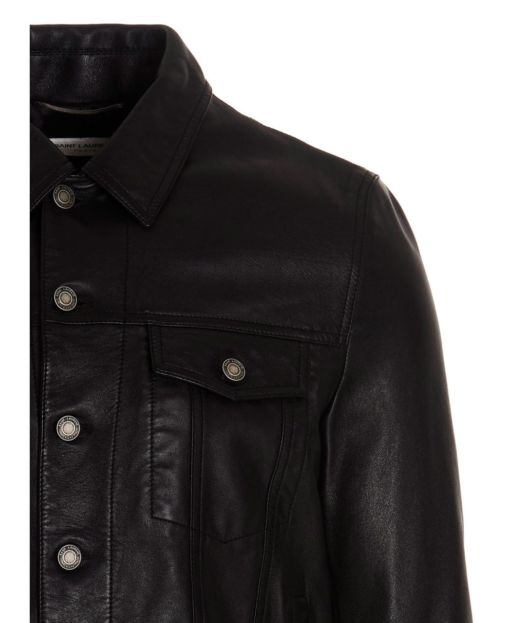 SAINT LAURENT Черная кожаная куртка, фото 3