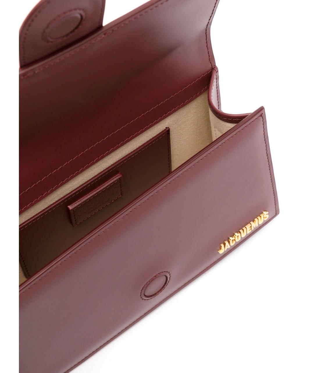 JACQUEMUS Бордовая кожаная сумка через плечо, фото 4