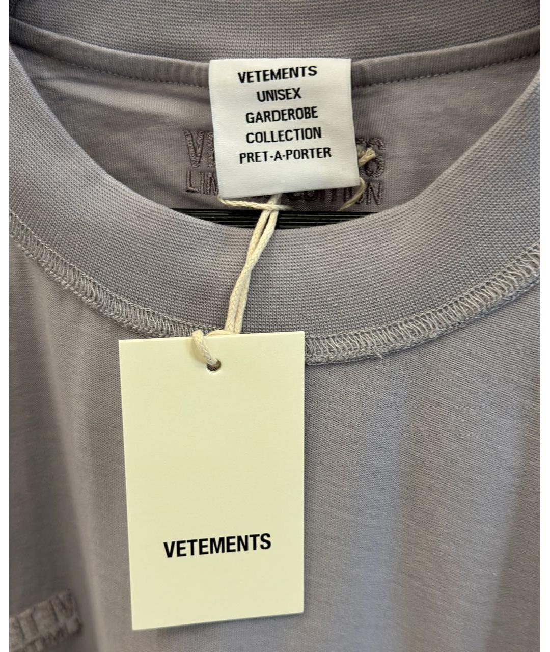 VETEMENTS Серая хлопковая футболка, фото 3