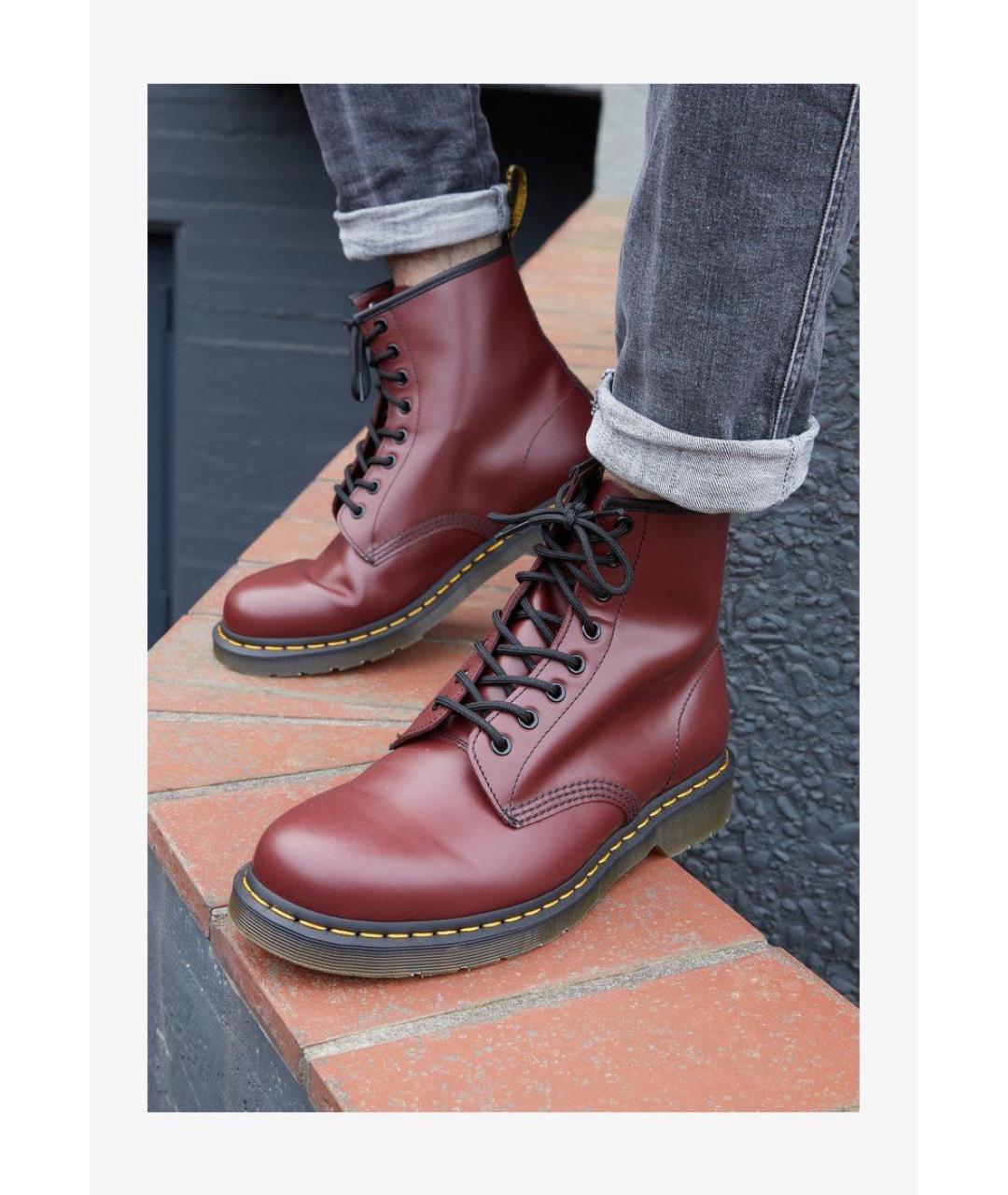 DR. MARTENS Бордовые кожаные высокие ботинки, фото 5