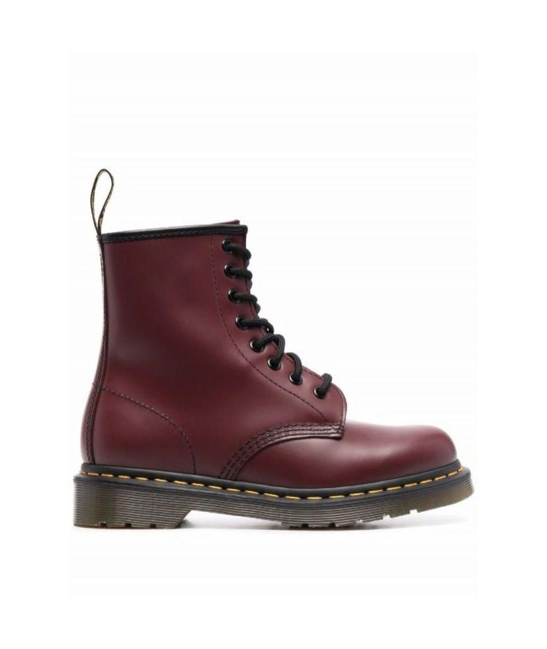 DR. MARTENS Бордовые кожаные высокие ботинки, фото 1