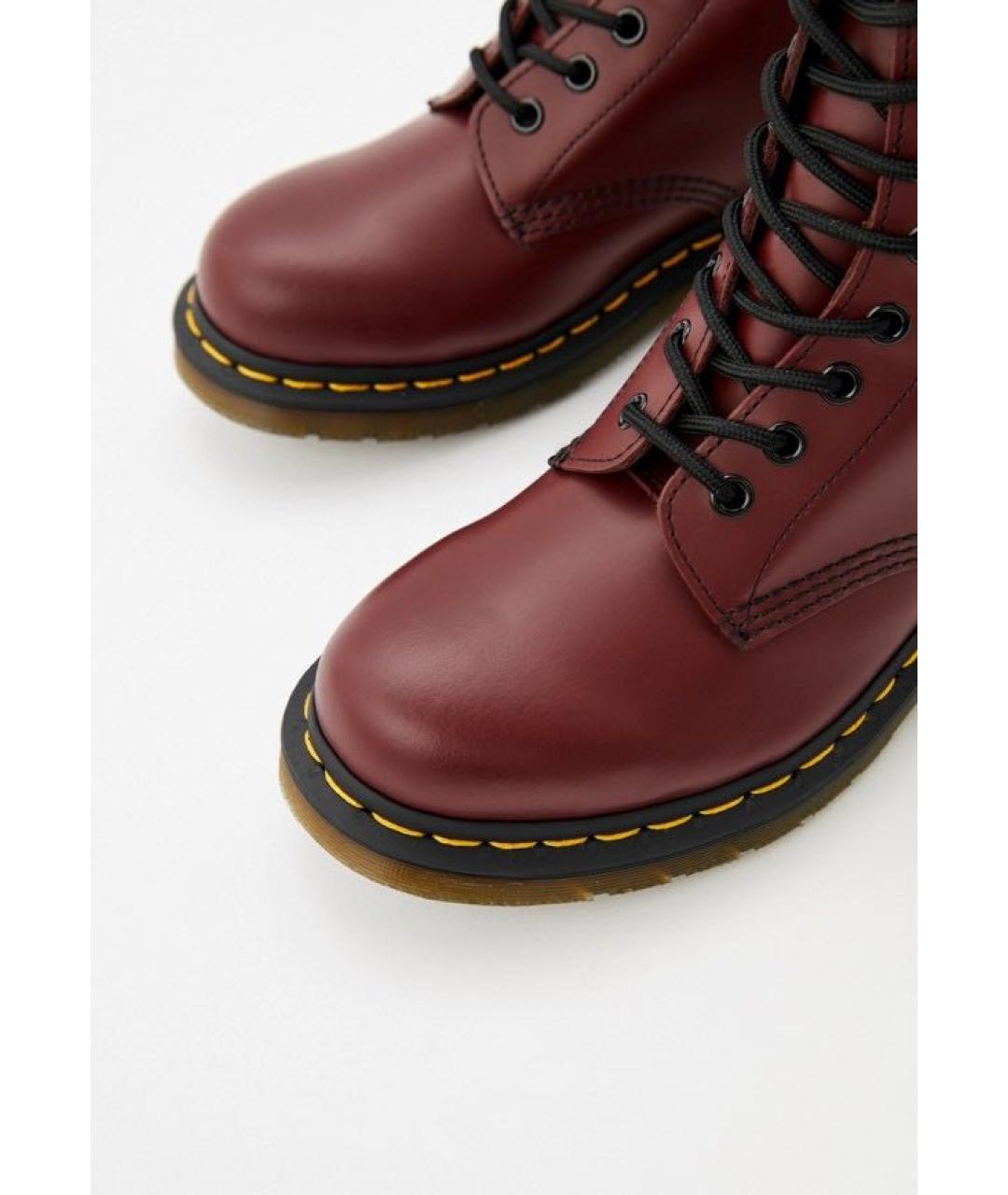 DR. MARTENS Бордовые кожаные высокие ботинки, фото 3