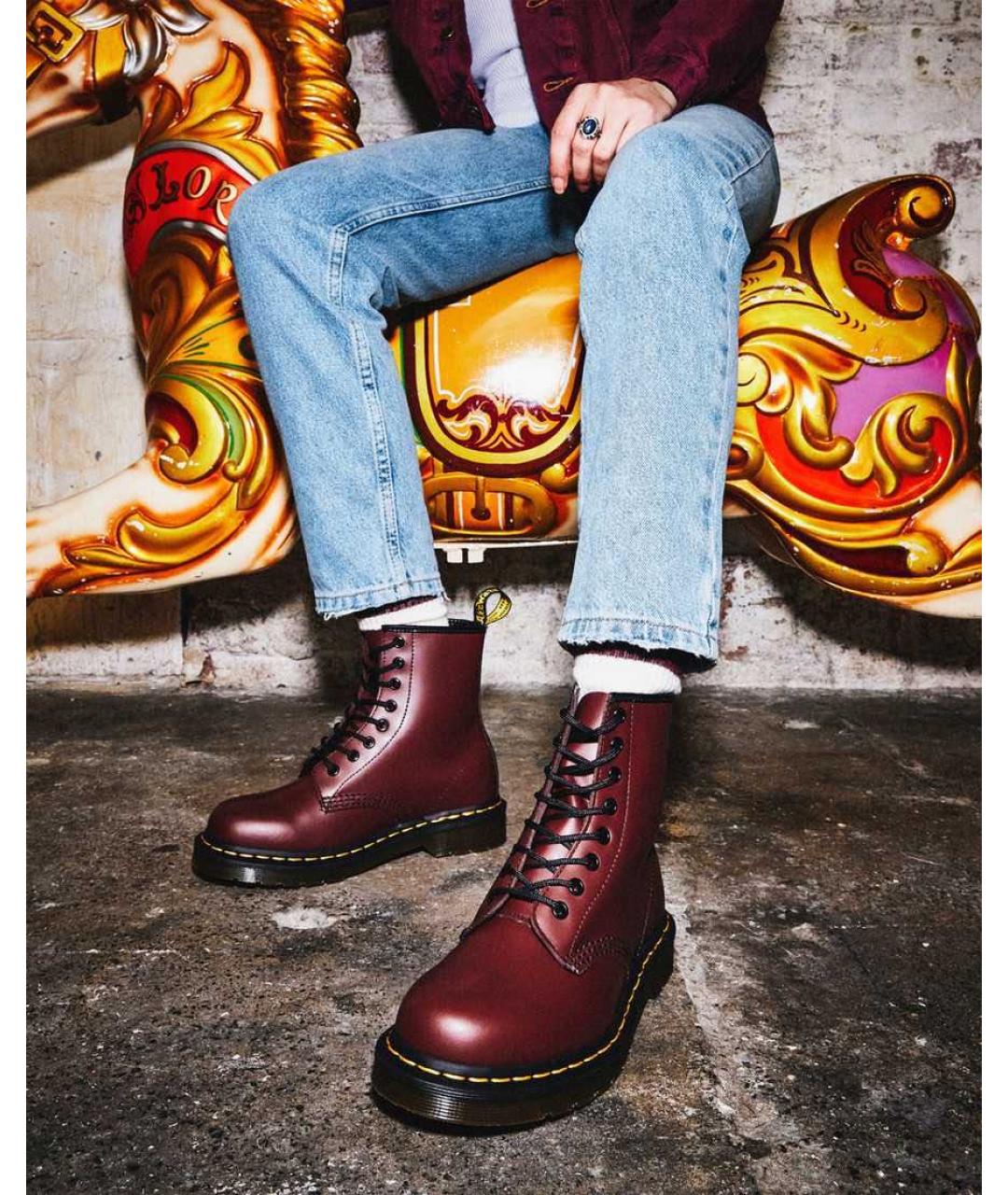 DR. MARTENS Бордовые кожаные высокие ботинки, фото 6