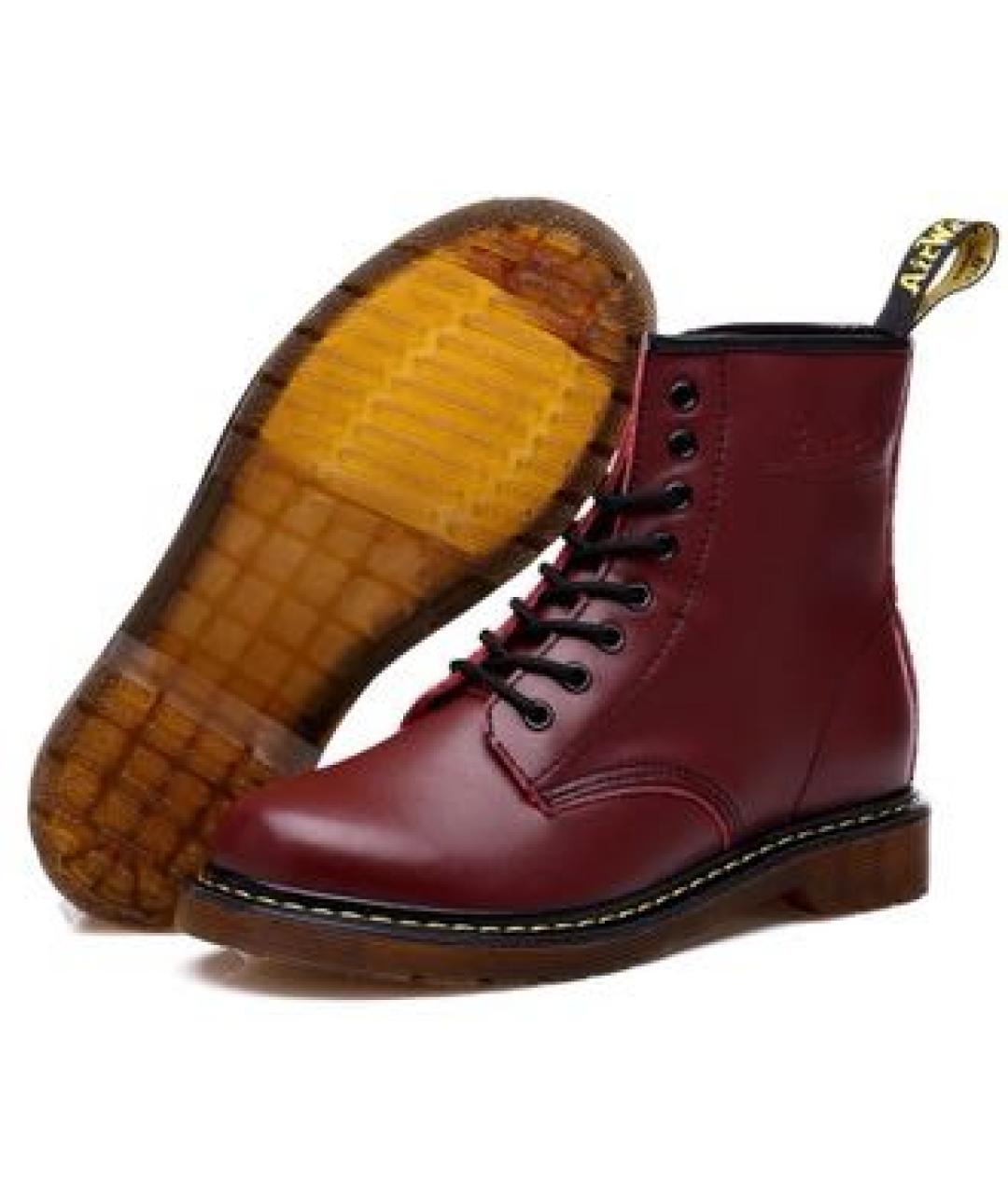 DR. MARTENS Бордовые кожаные высокие ботинки, фото 4