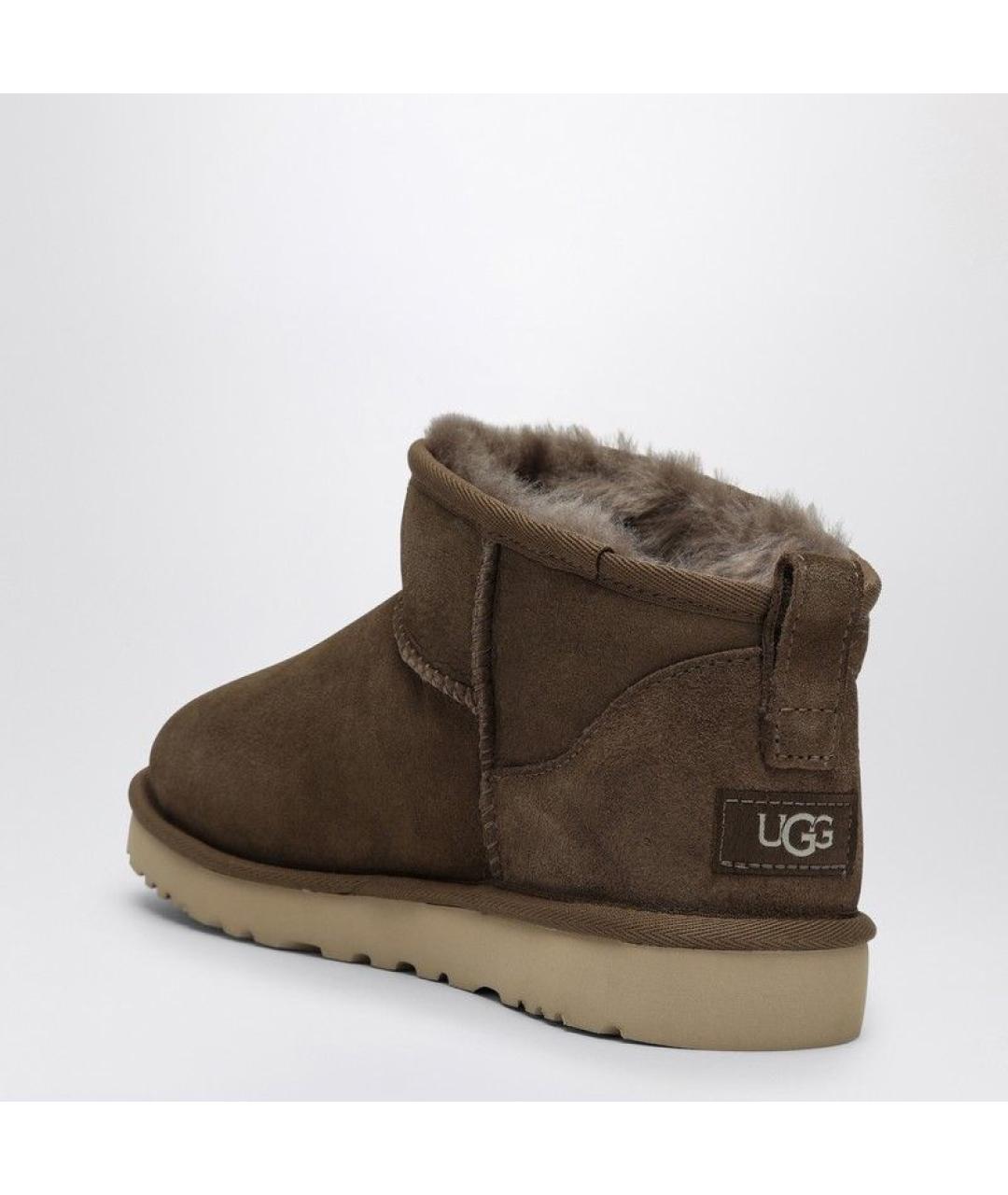 UGG AUSTRALIA Зеленые кожаные низкие ботинки, фото 4