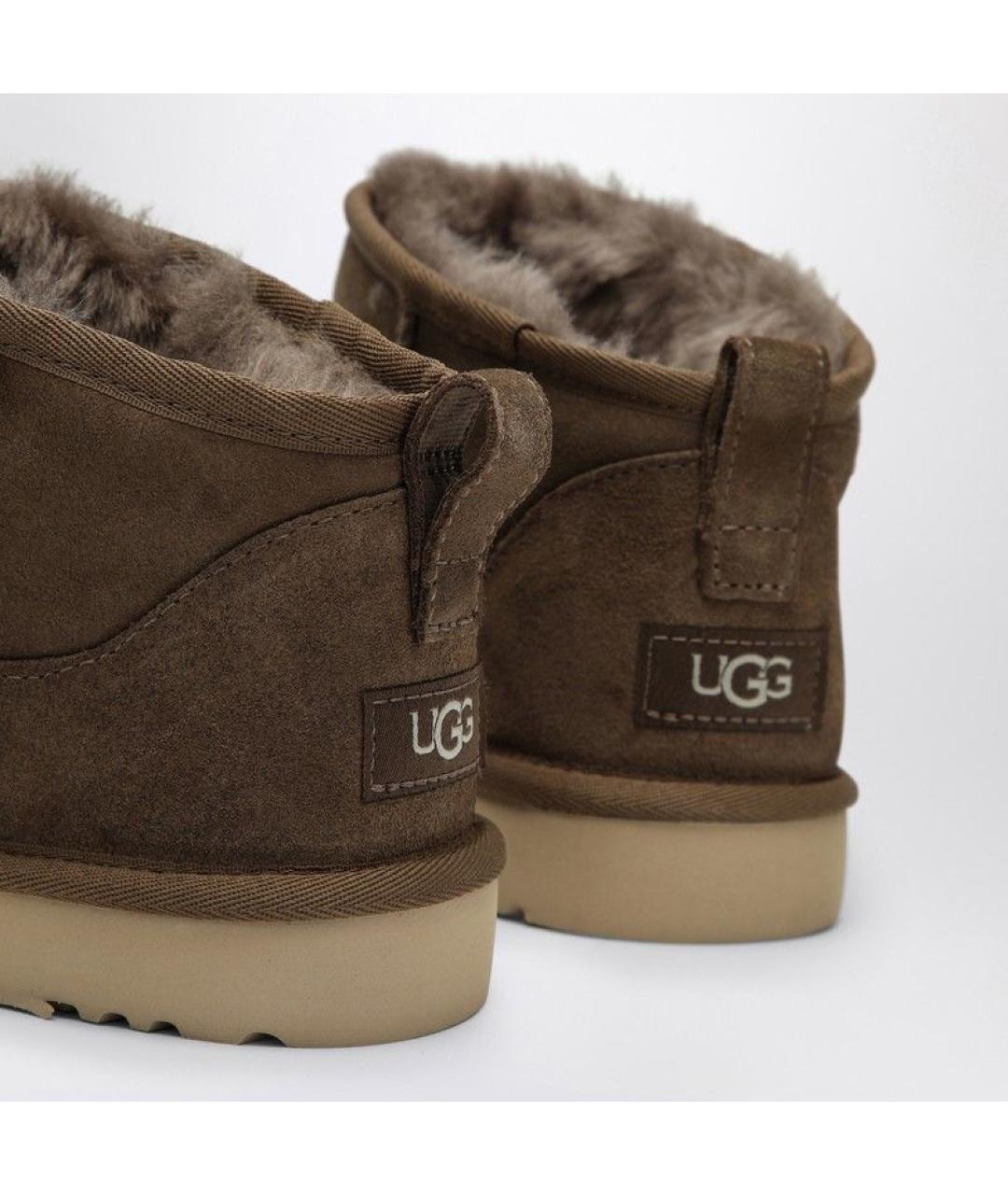 UGG AUSTRALIA Зеленые кожаные низкие ботинки, фото 5