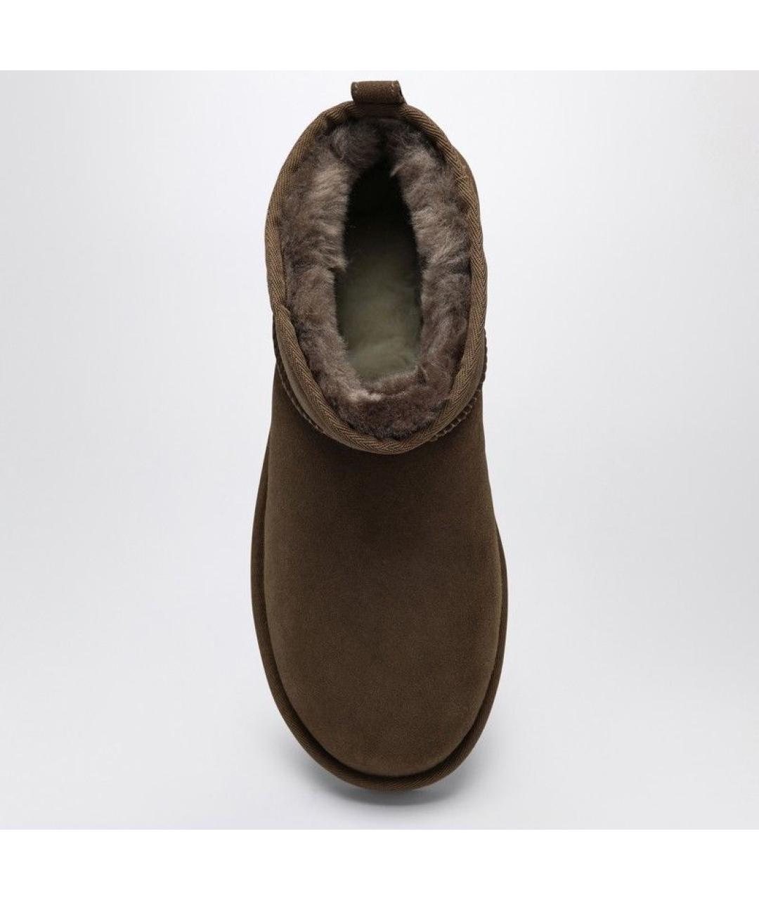 UGG AUSTRALIA Зеленые кожаные низкие ботинки, фото 3