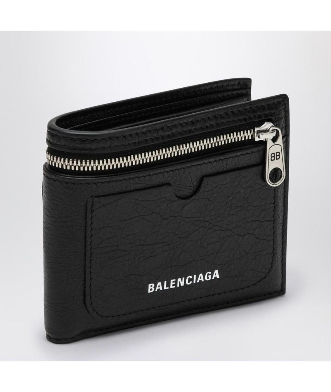 BALENCIAGA Черный кожаный кошелек, фото 2