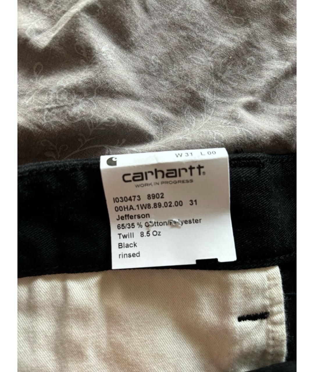 CARHARTT WIP Черные хлопковые брюки чинос, фото 4