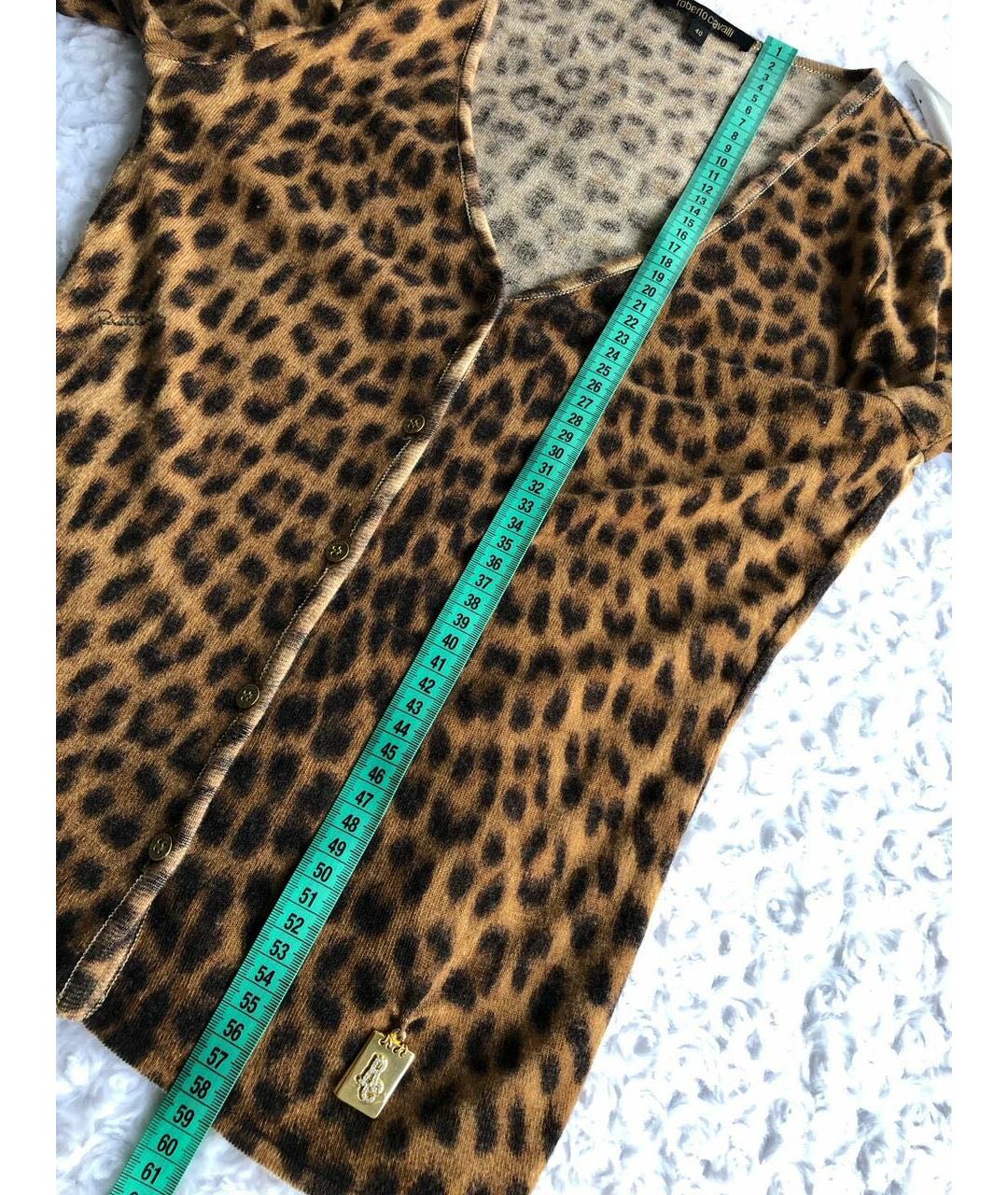 ROBERTO CAVALLI Коричневый шерстяной кардиган, фото 7
