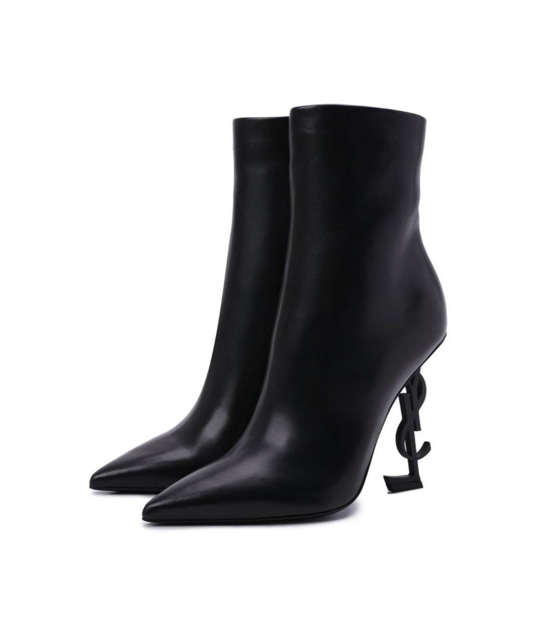 SAINT LAURENT Черные кожаные ботильоны, фото 2