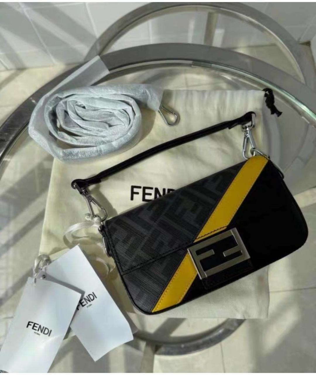 FENDI Антрацитовая кожаная сумка через плечо, фото 3