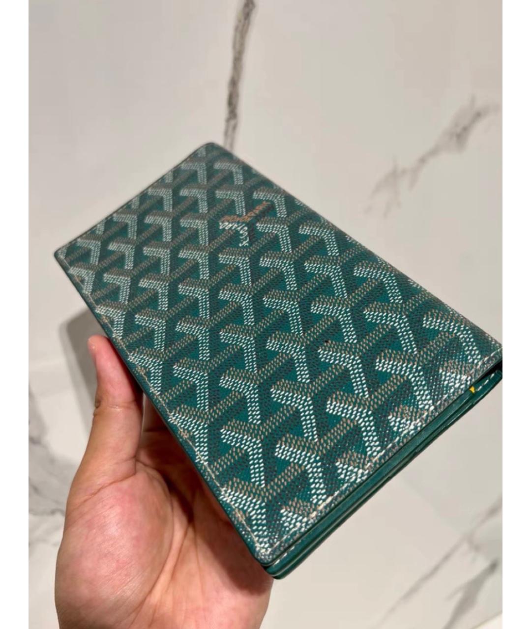 GOYARD Зеленый кожаный кошелек, фото 4