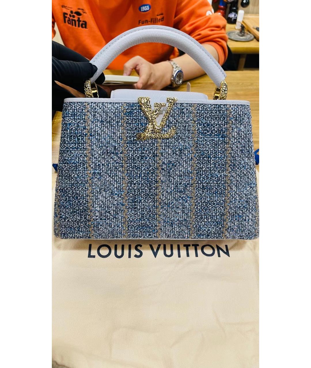 LOUIS VUITTON Синяя кожаная сумка с короткими ручками, фото 6