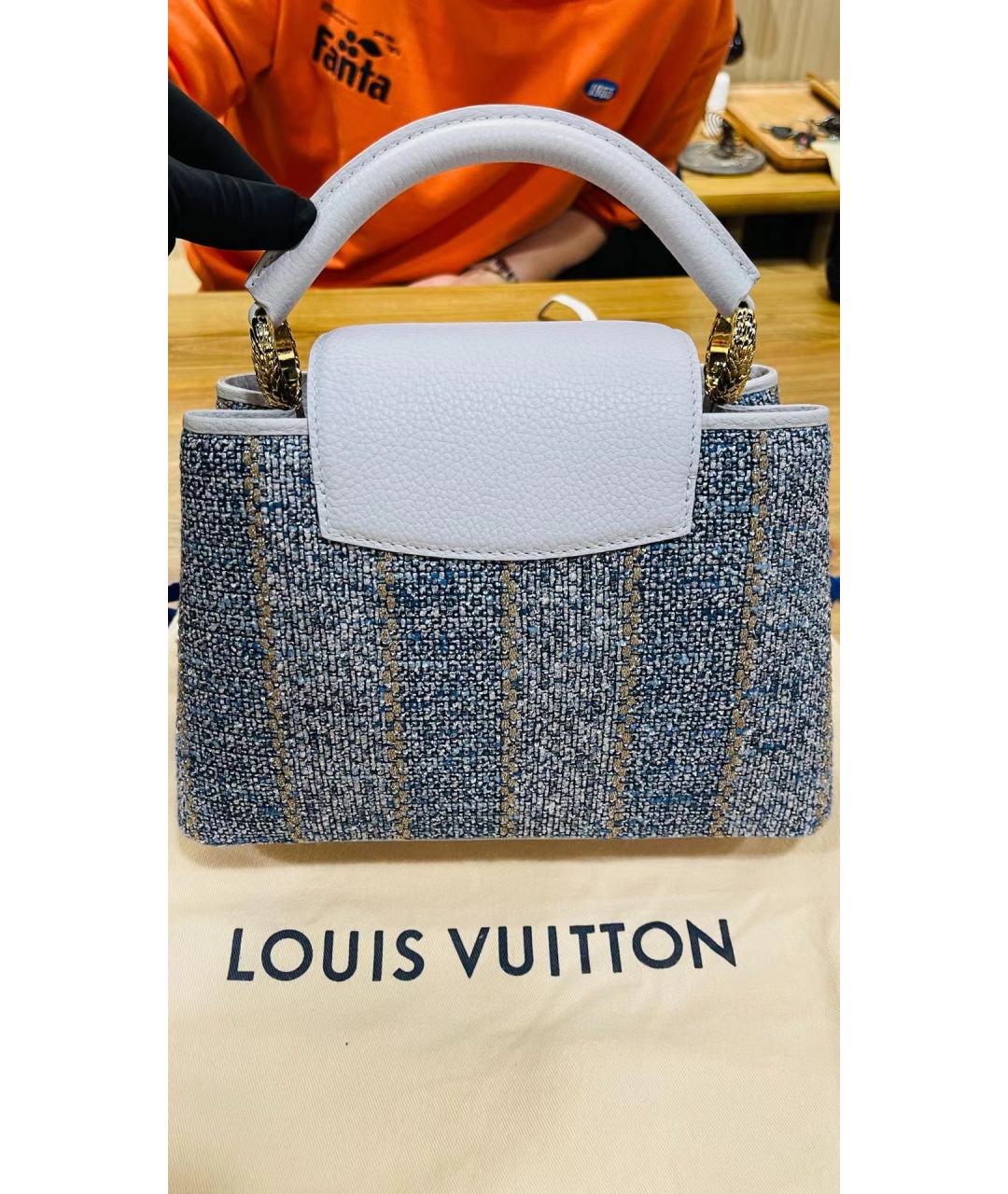 LOUIS VUITTON Синяя кожаная сумка с короткими ручками, фото 3