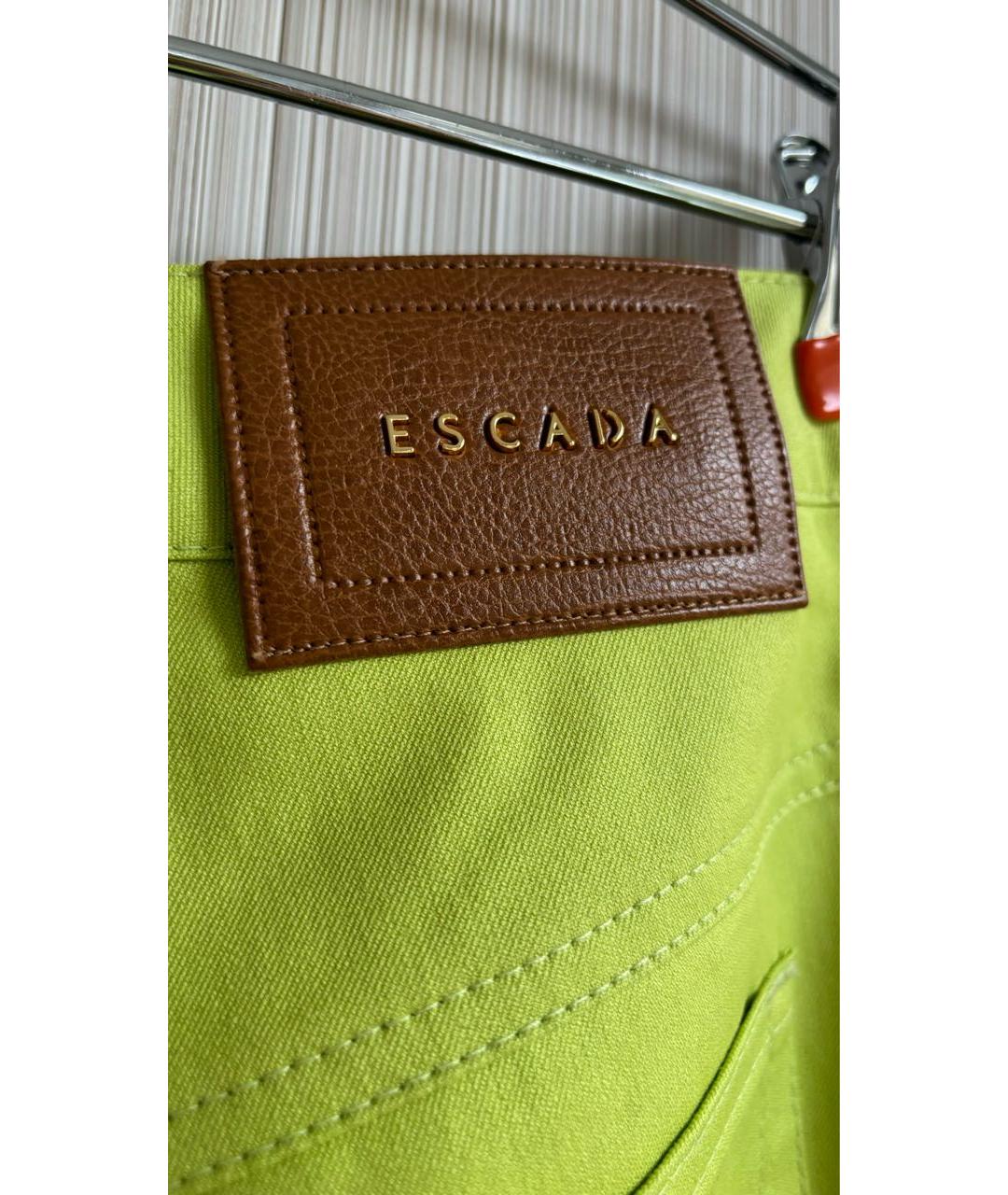 ESCADA Зеленые хлопко-эластановые прямые брюки, фото 5