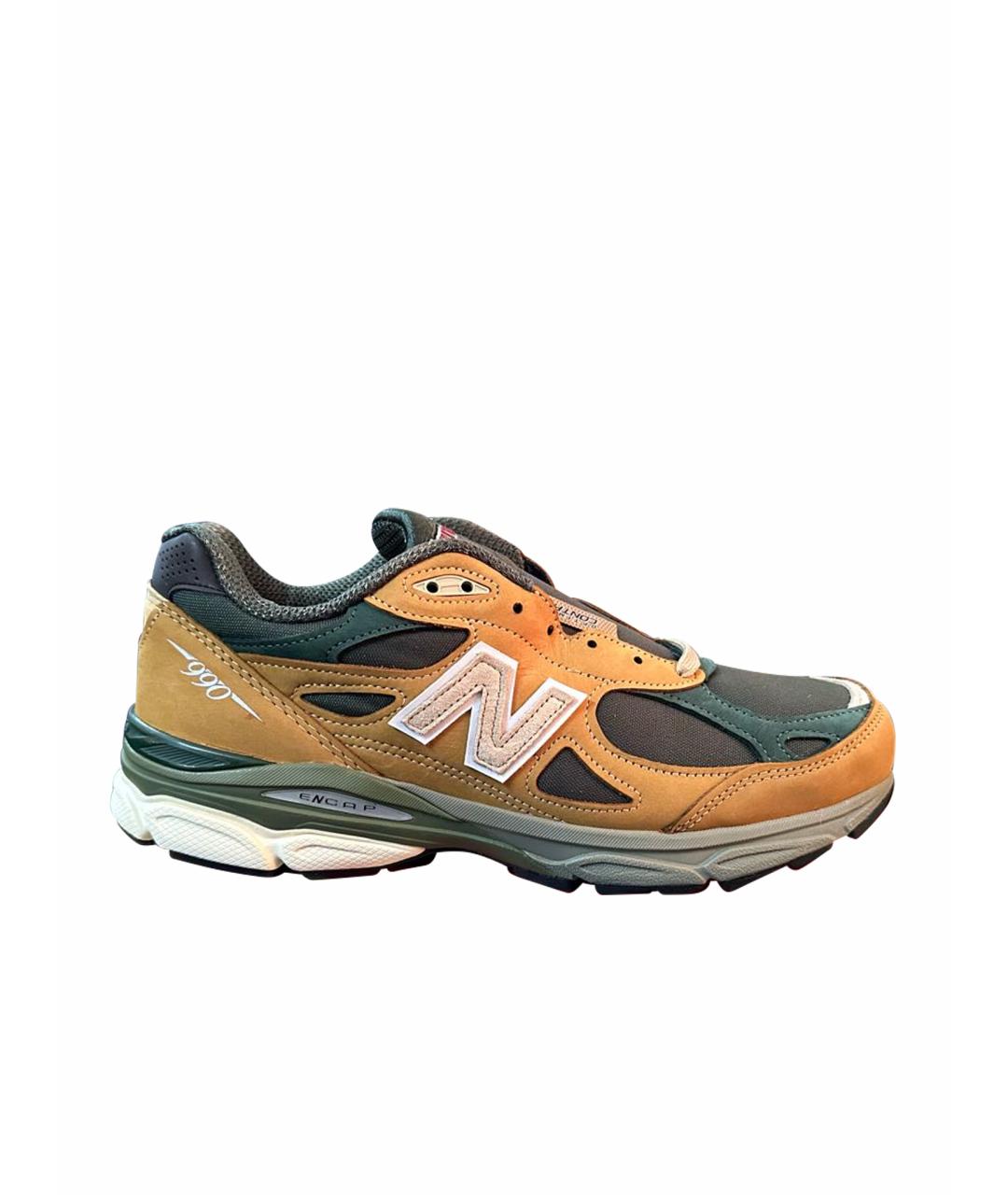 NEW BALANCE Хаки нубуковые низкие кроссовки / кеды, фото 1