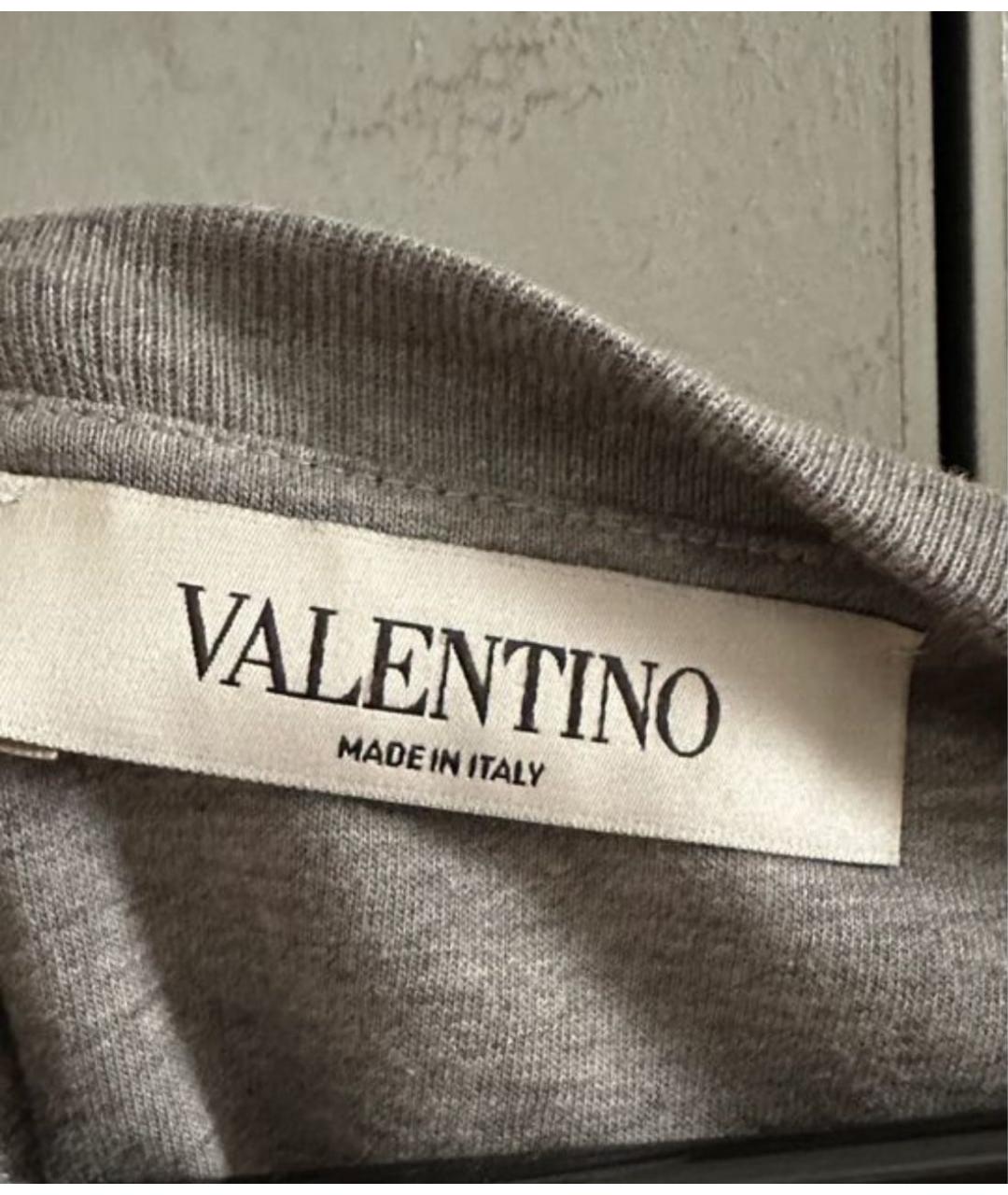 VALENTINO Антрацитовая хлопковая футболка, фото 3