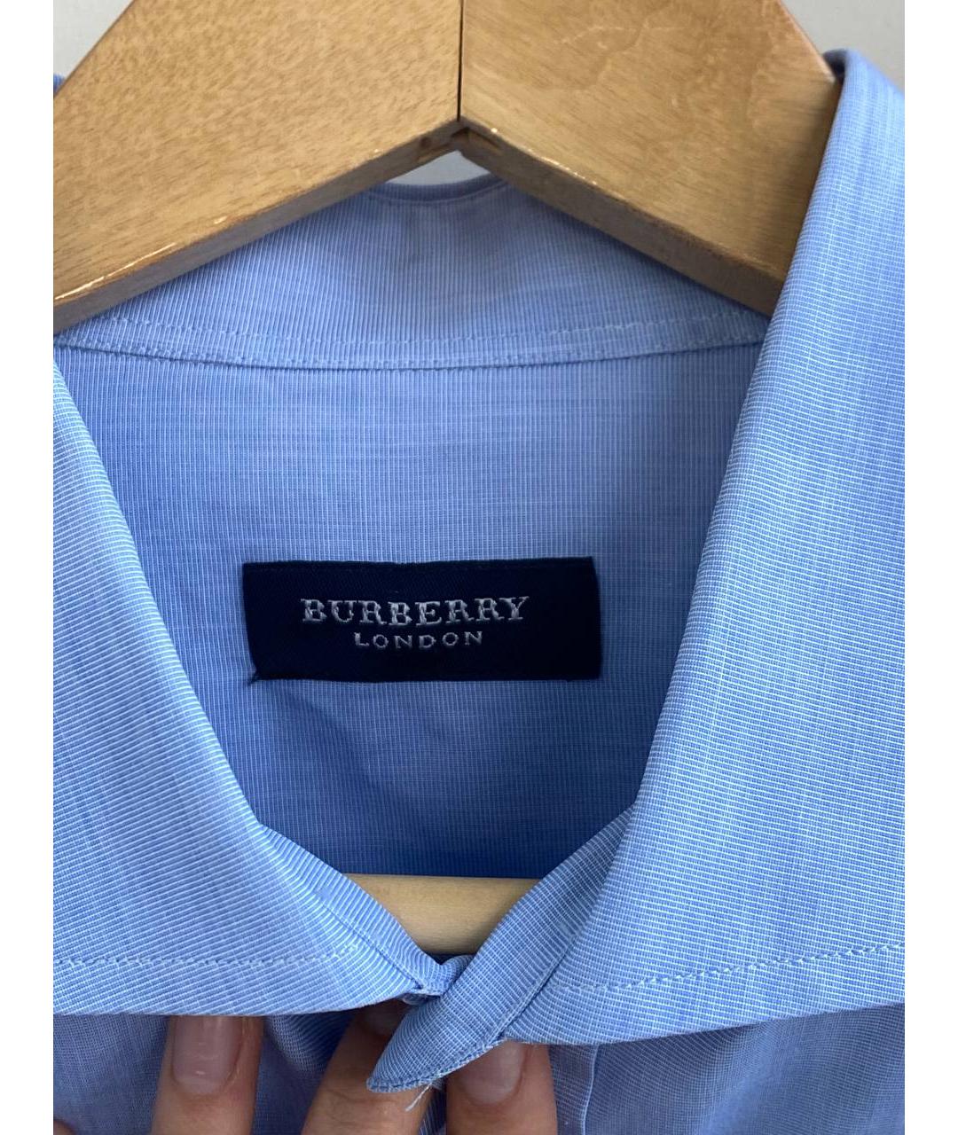 BURBERRY Голубая хлопковая классическая рубашка, фото 2